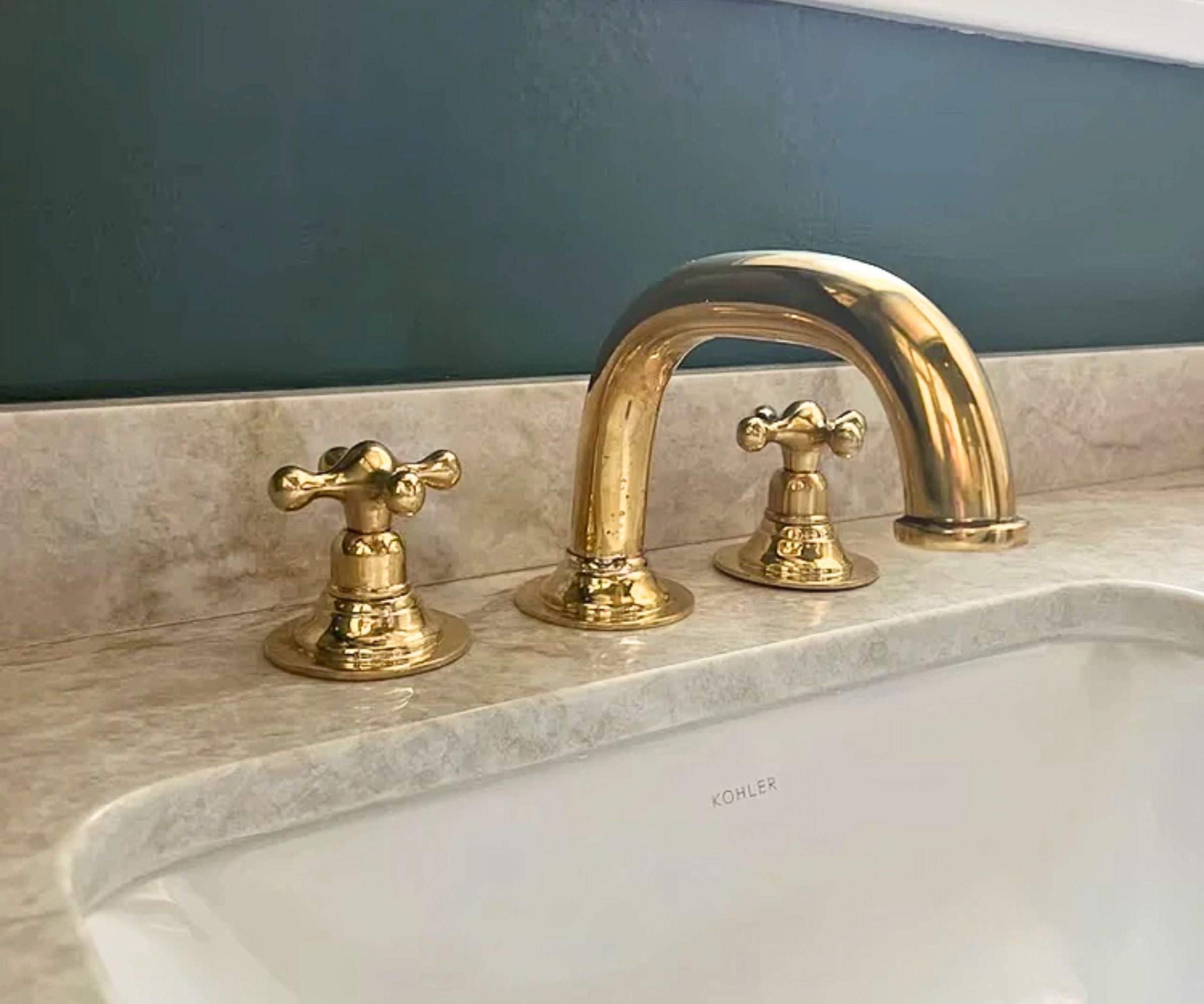 Unlacquered Solid Brass Sink Faucet – 3-Hole Installation for Classic Elegance
