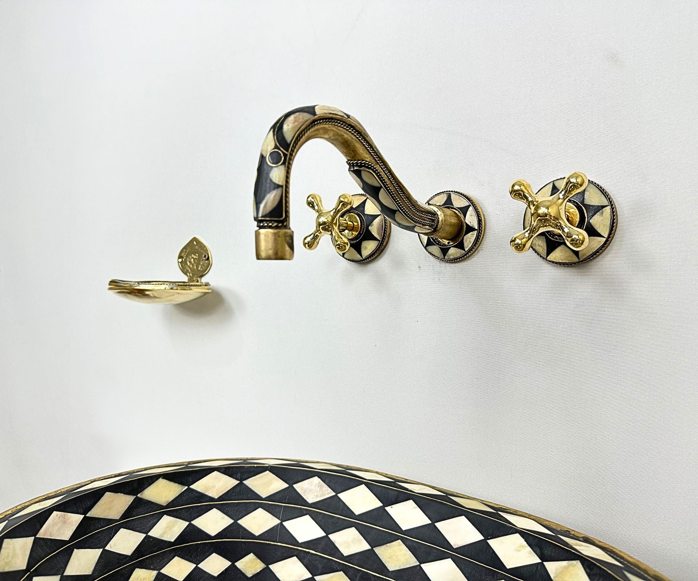 Sickle Shape Faucet with Bone and Resin Inlays