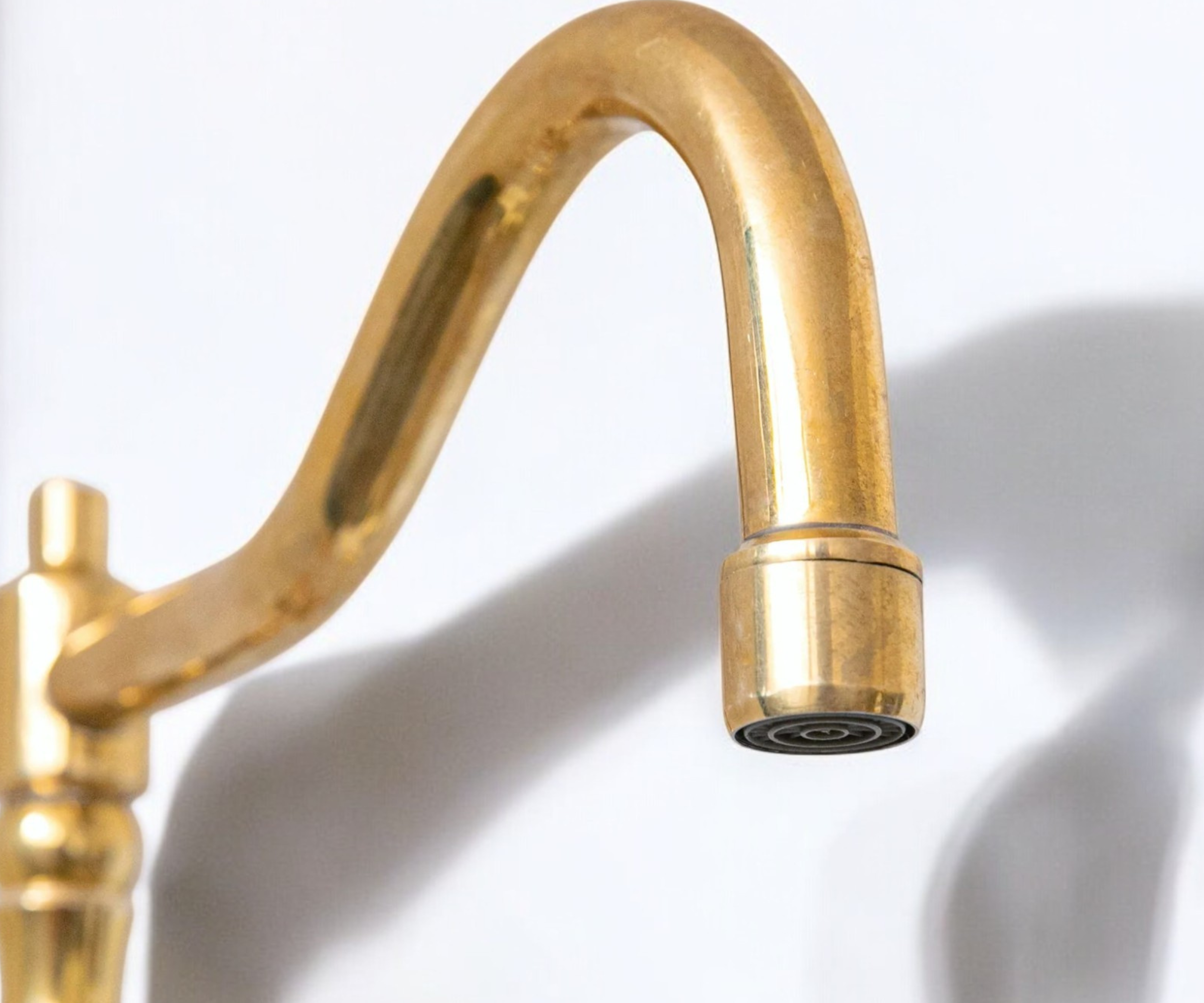 Victorian Wall-Mounted Bridge Faucet in Unlacquered Brass – Timeless Elegance