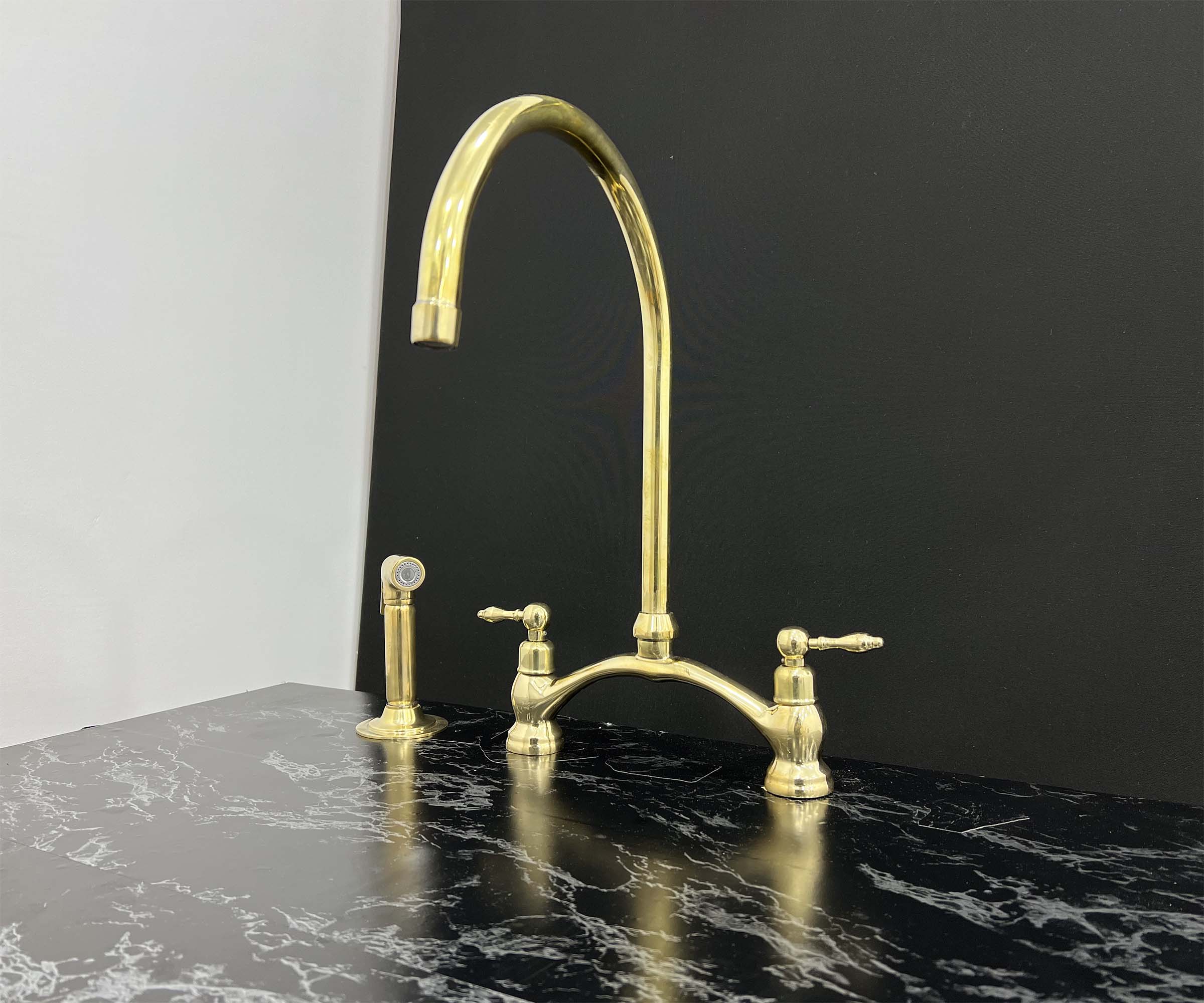 Victorian Bridge Faucet with Side Sprayer