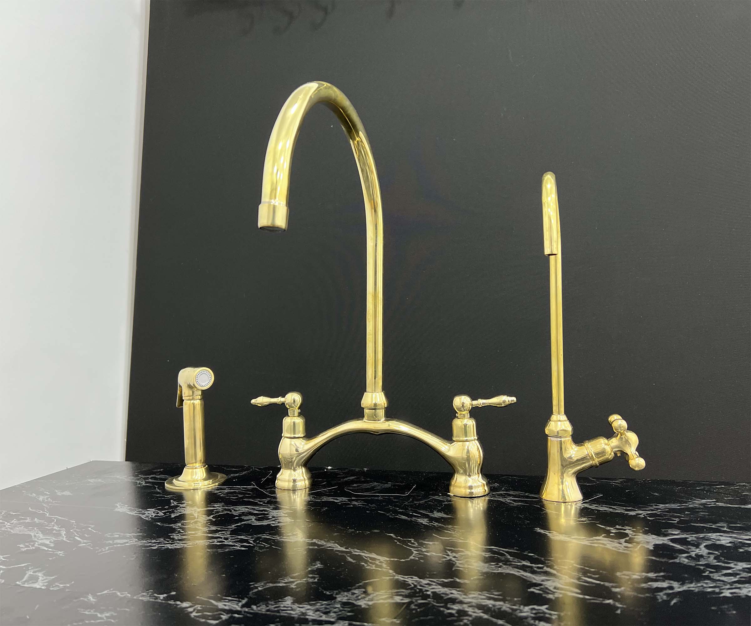 Victorian Bridge with Side Sprayer and Cold Water Faucet