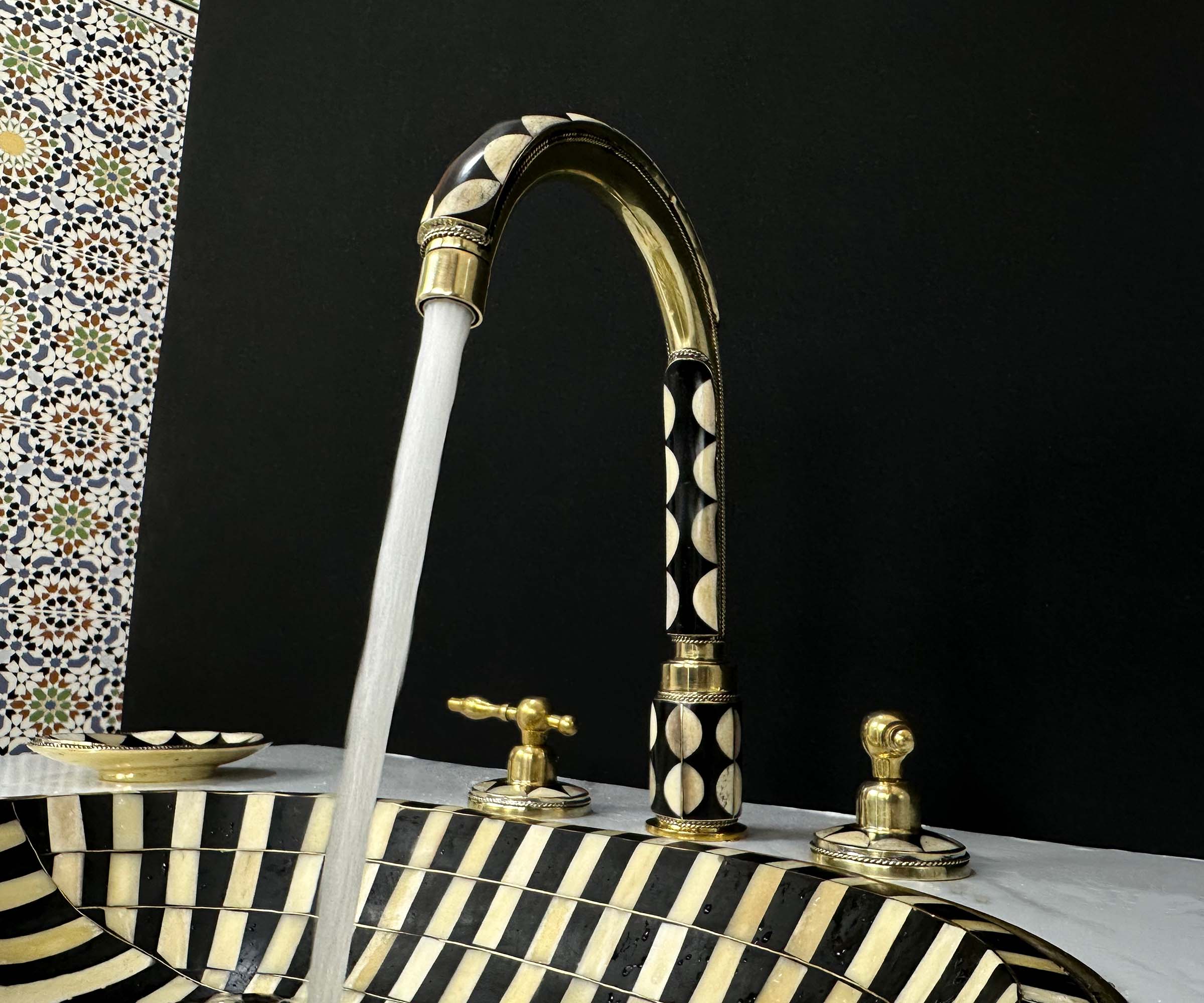 Moroccan Brass & Resin Faucet Sink
