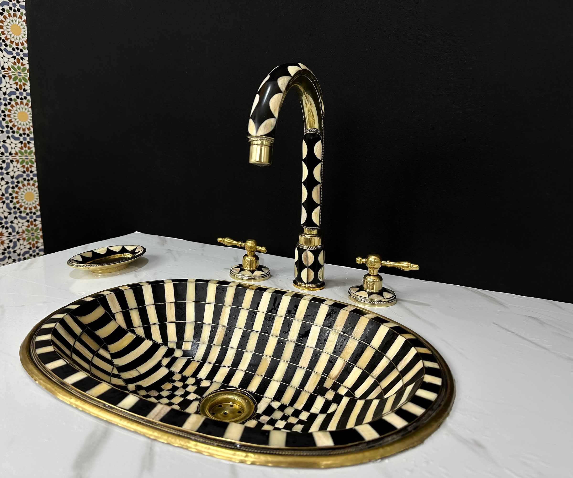 Moroccan Brass & Resin Faucet Sink