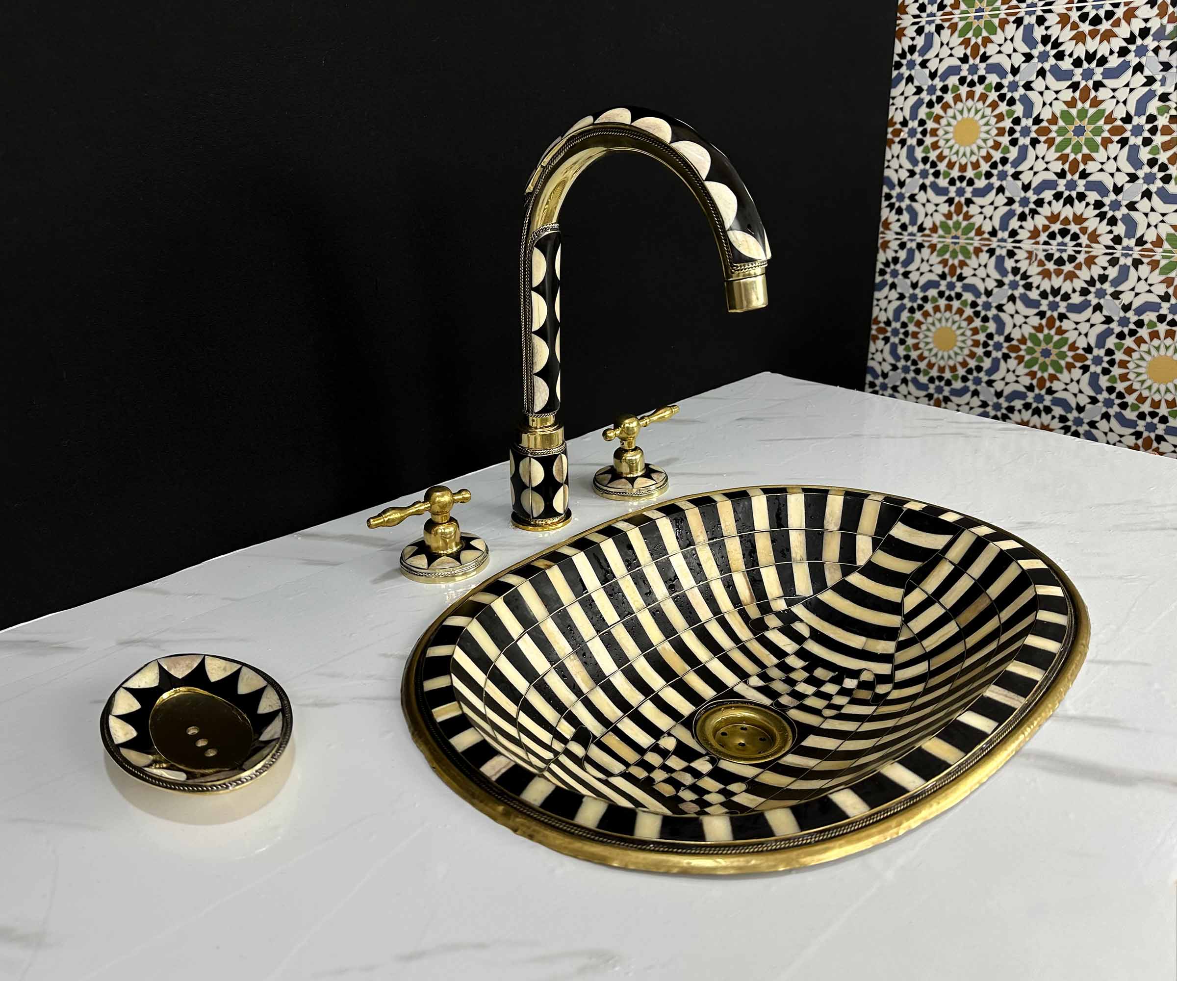 Moroccan Brass & Resin Faucet Sink