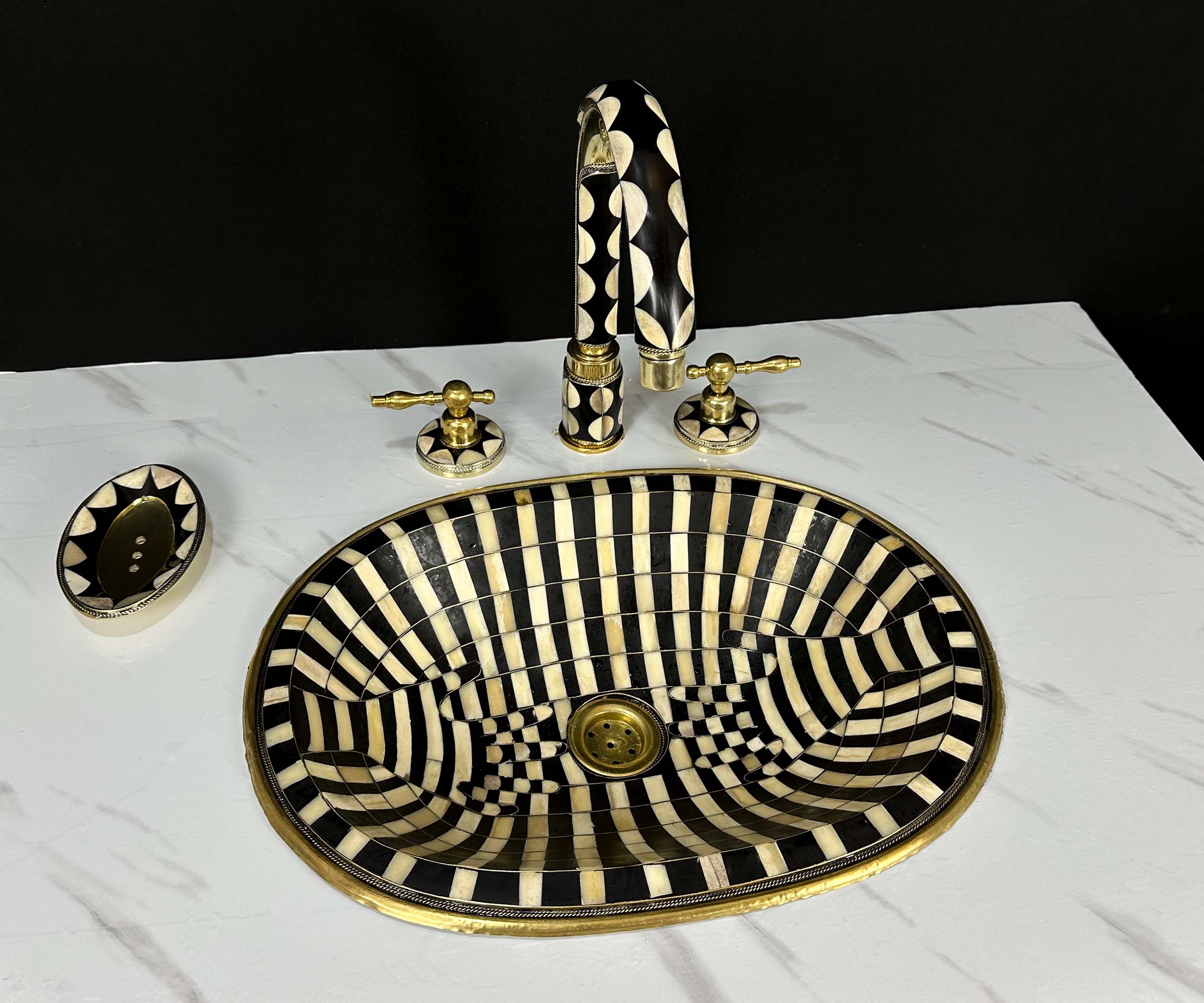 Moroccan Brass & Resin Faucet Sink