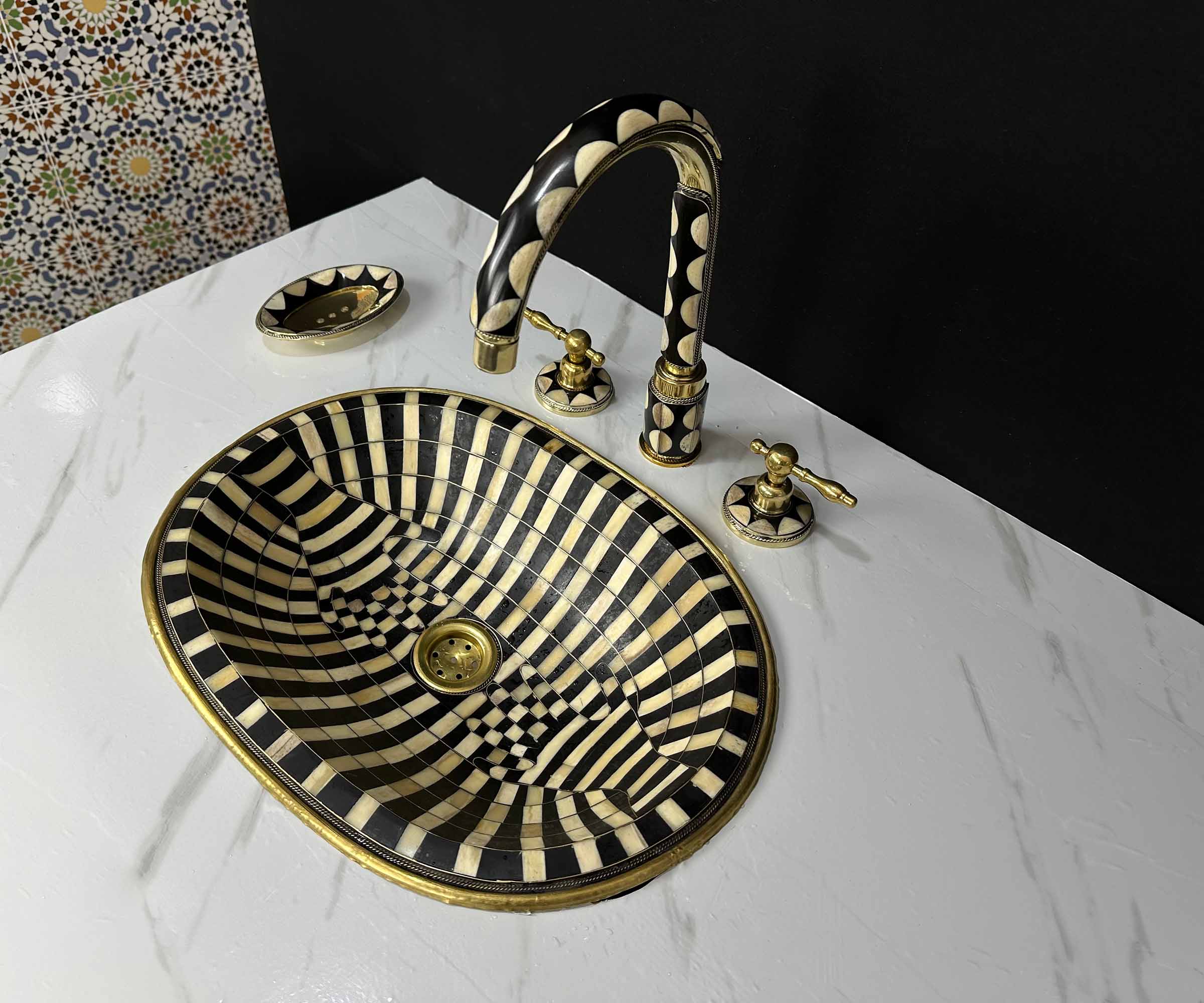Moroccan Brass & Resin Faucet Sink