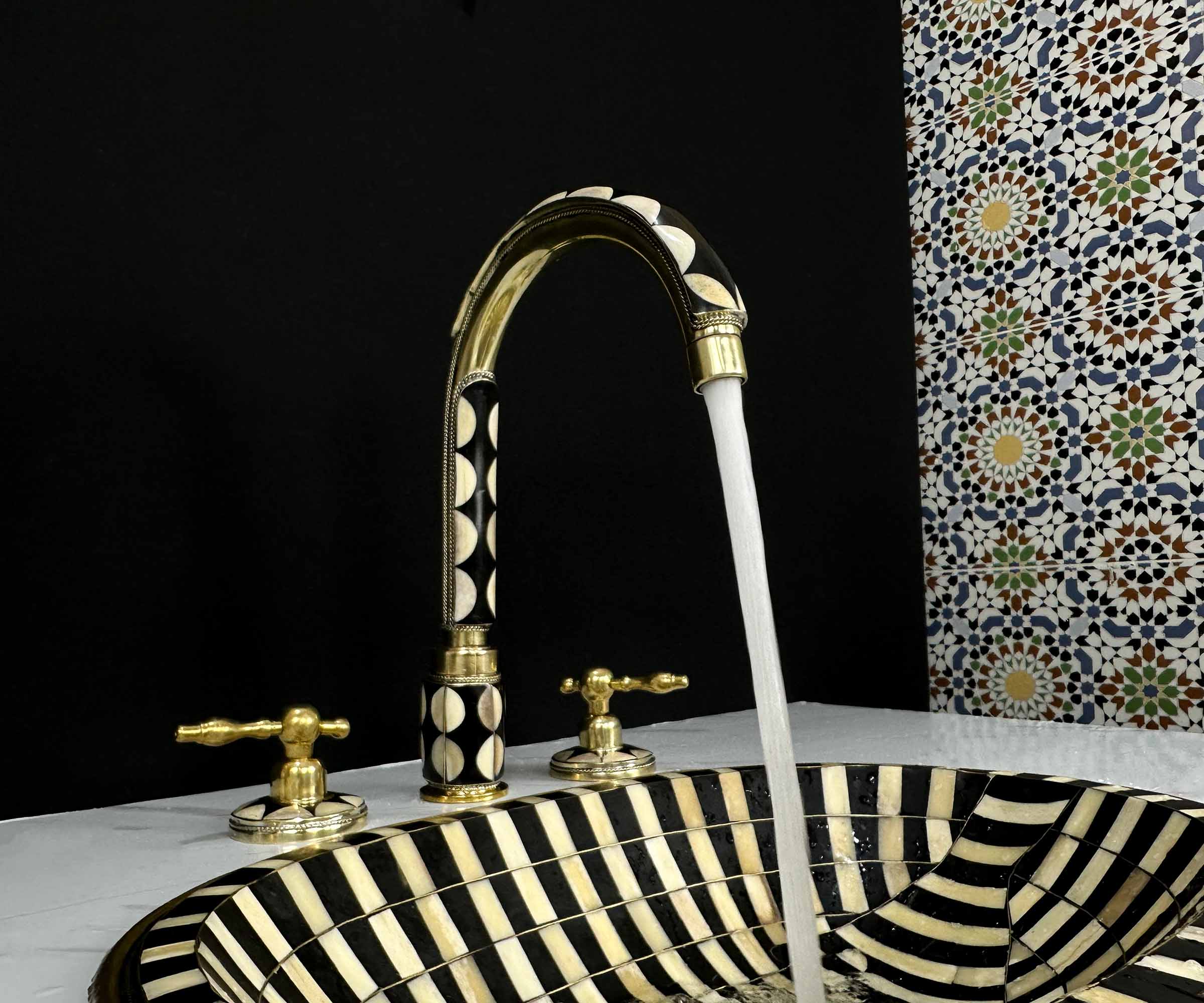 Moroccan Brass & Resin Faucet Sink