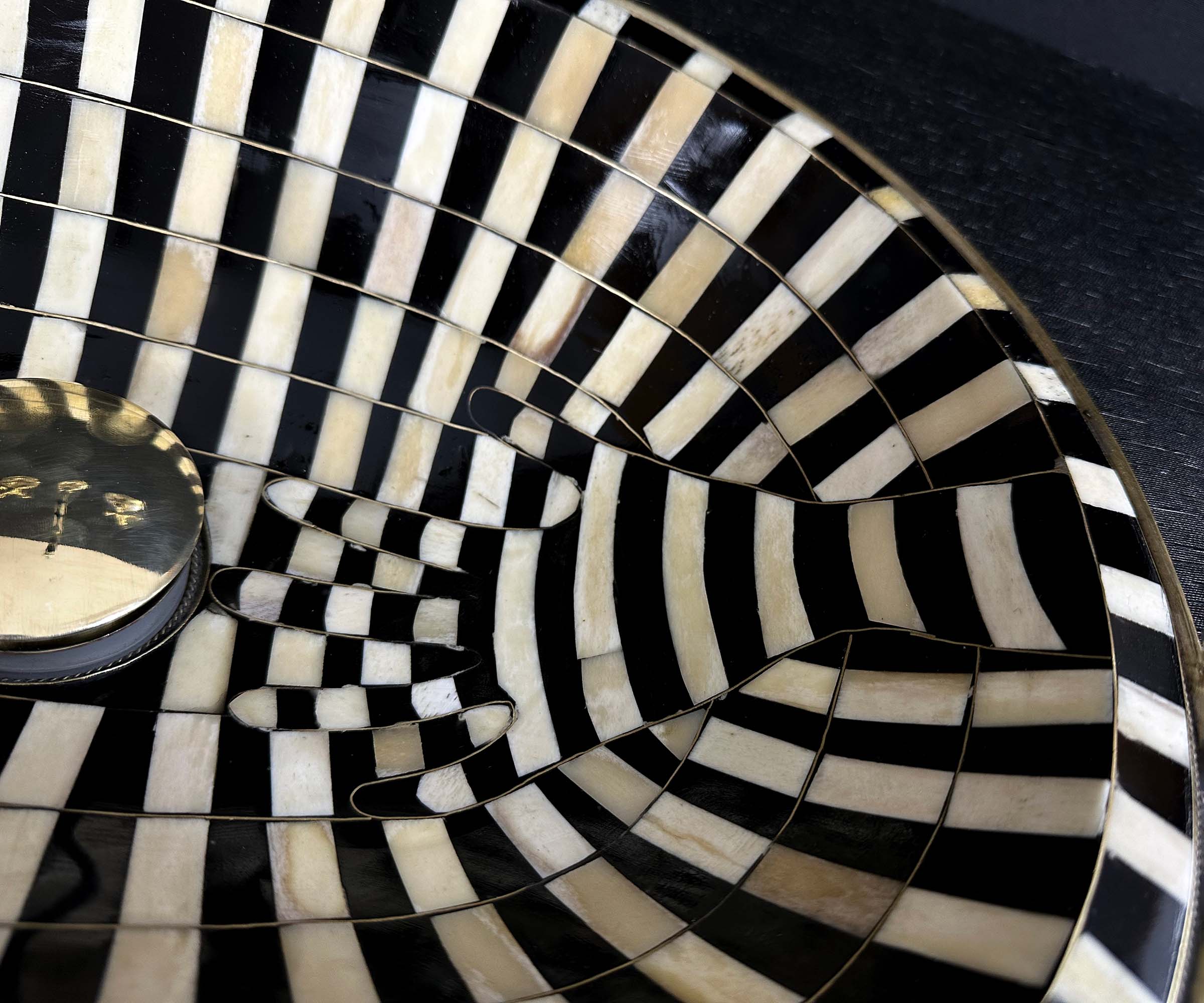 Brass Oval Sink with Bone and Resin Inlay – Unique Hand-Shaped Design