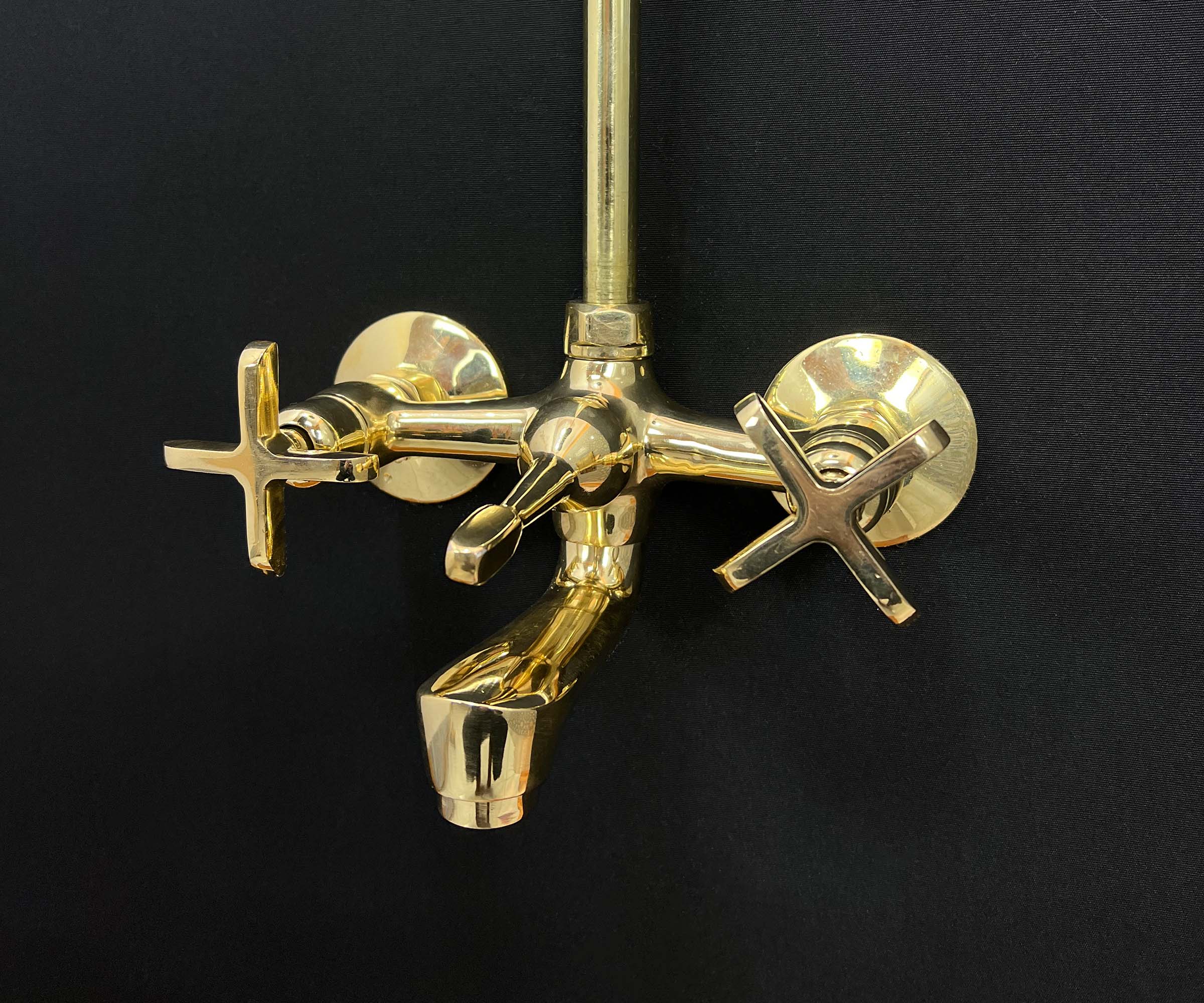 Unlacquered Brass Shower System by LuxeBrass – Raw Brass Finish Developing Patina for a Timeless Look