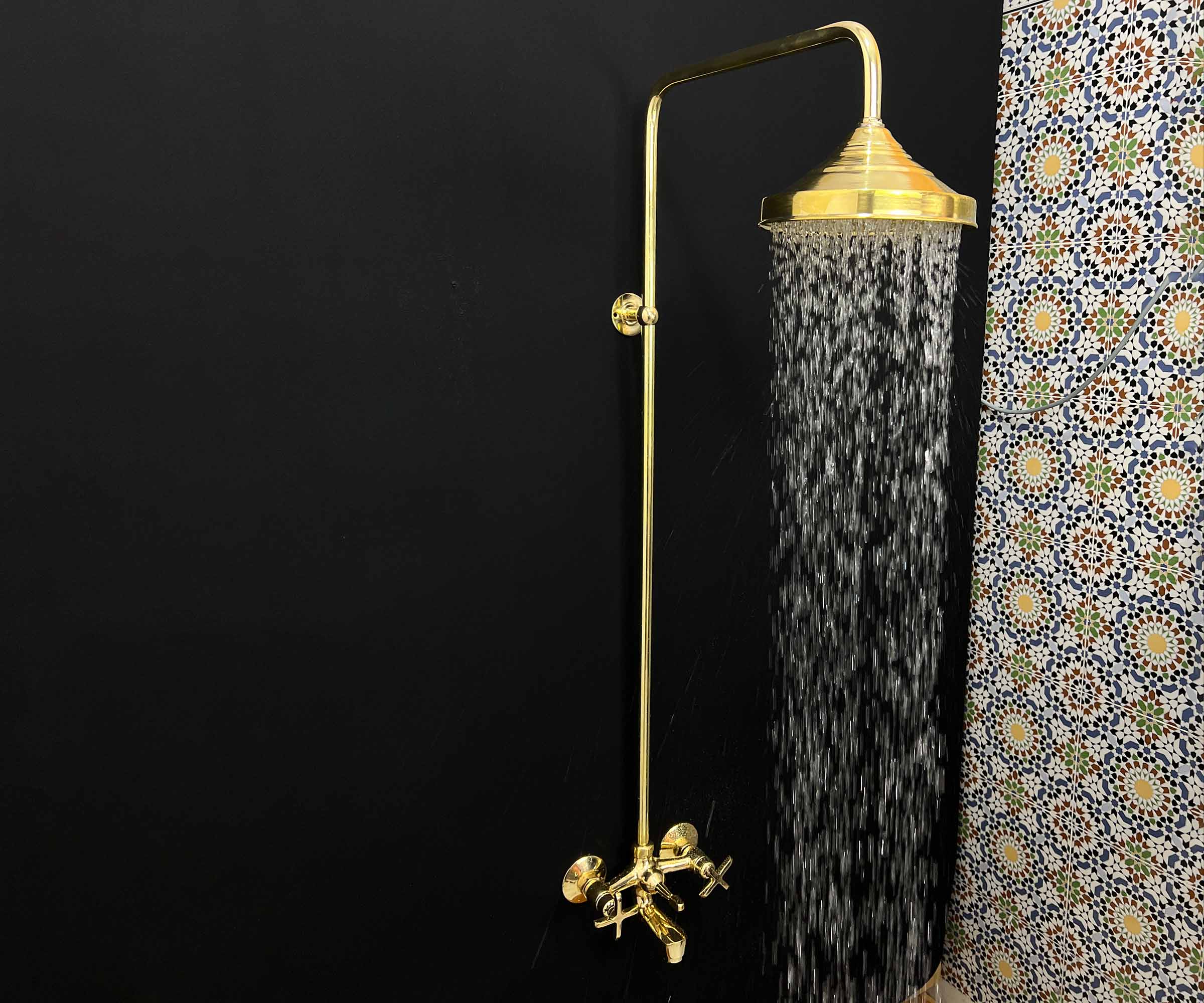 LuxeBrass Handmade Unlacquered Brass Shower System – Detailed Product Dimensions and Specifications
