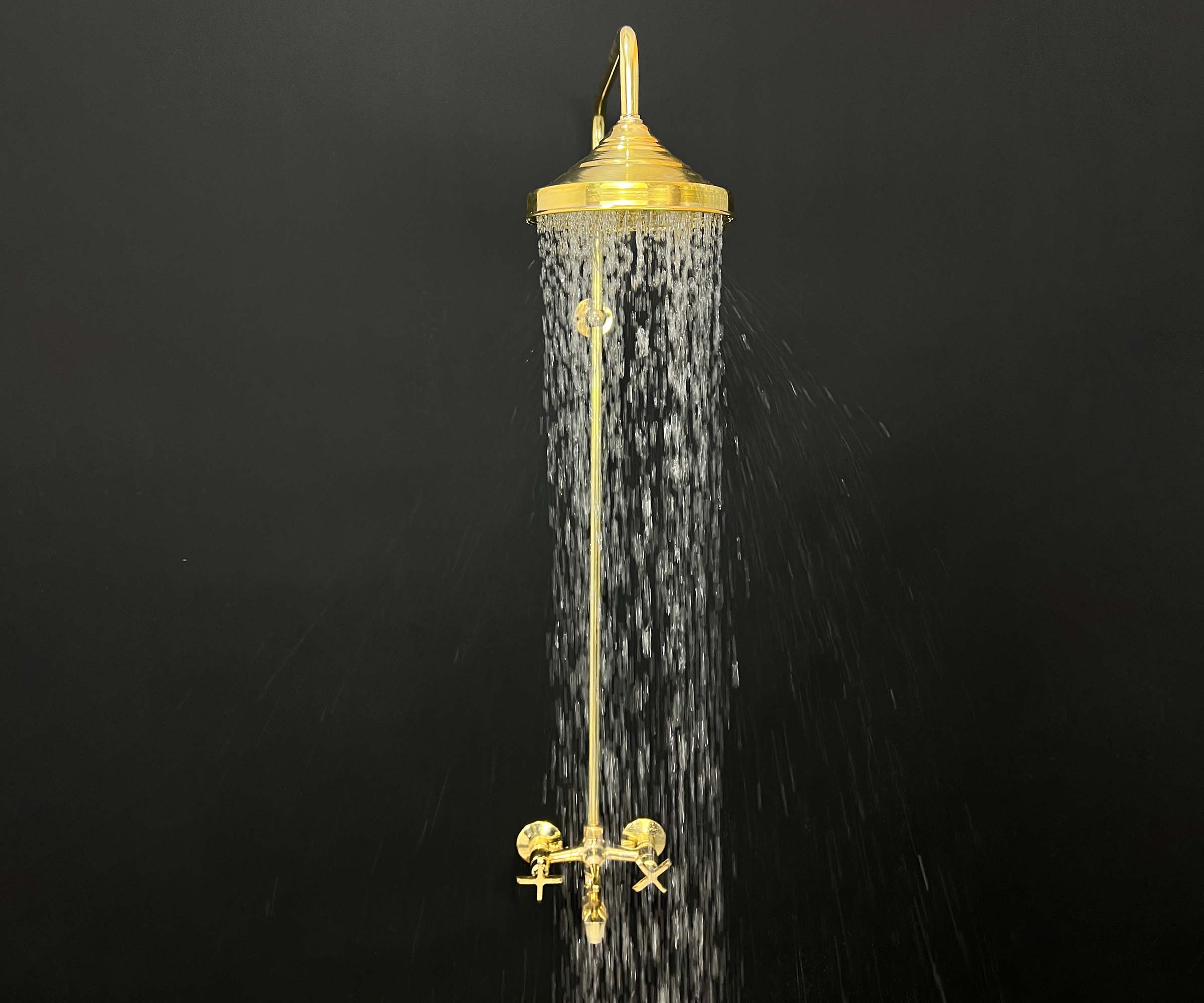 Complimentary Brass Soap Dish Included with LuxeBrass Handmade Unlacquered Brass Shower System