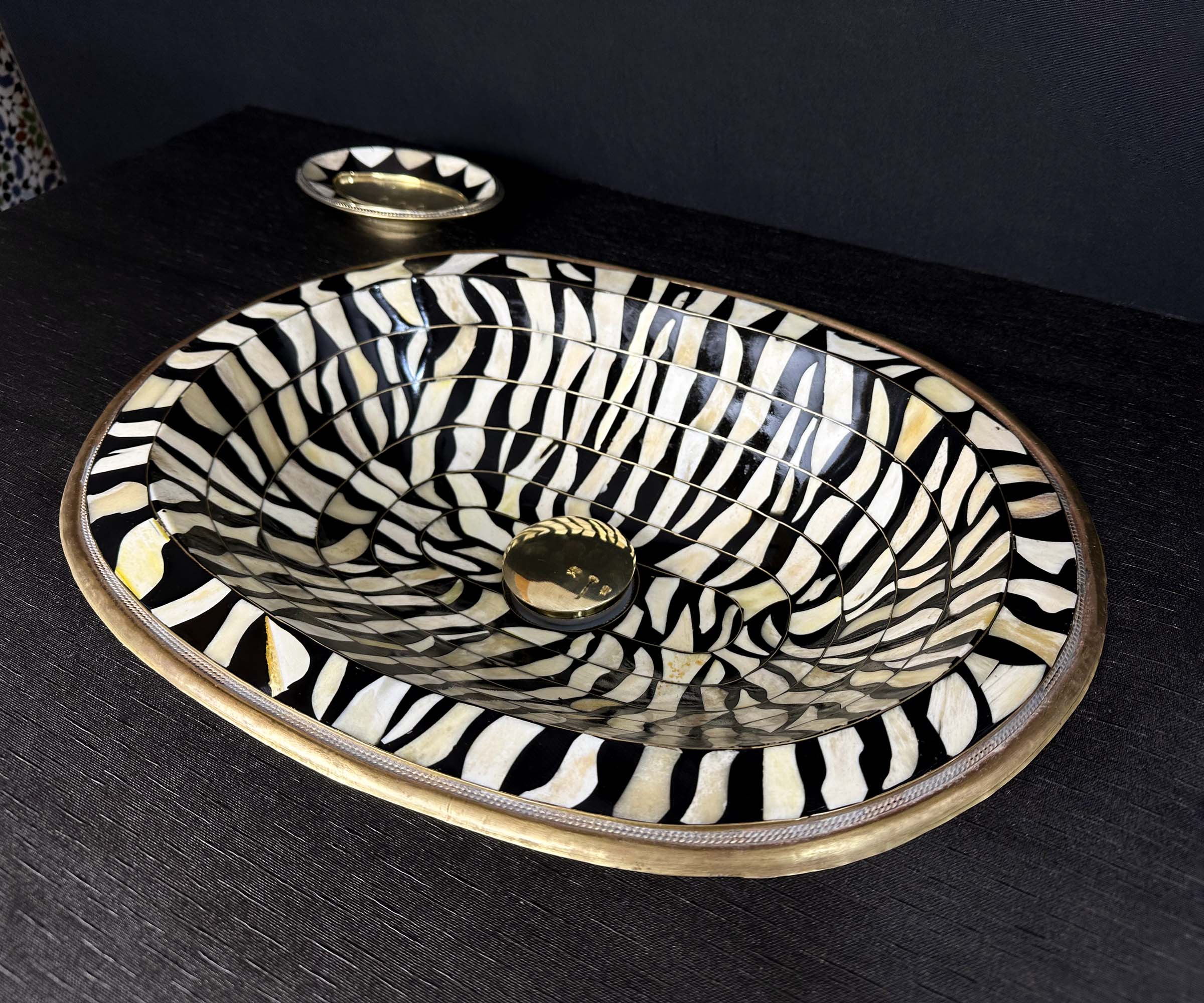 Solid Brass and Resin Zebra Sink