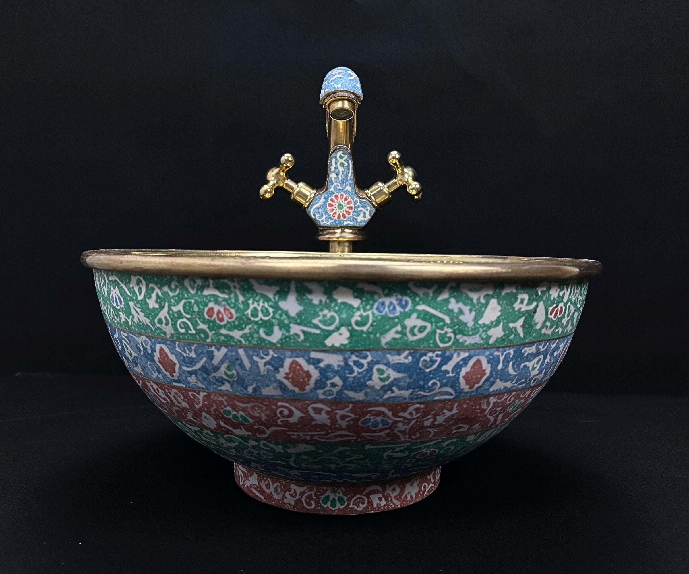 Brass Vessel Sink and Countertop Mixer Tap