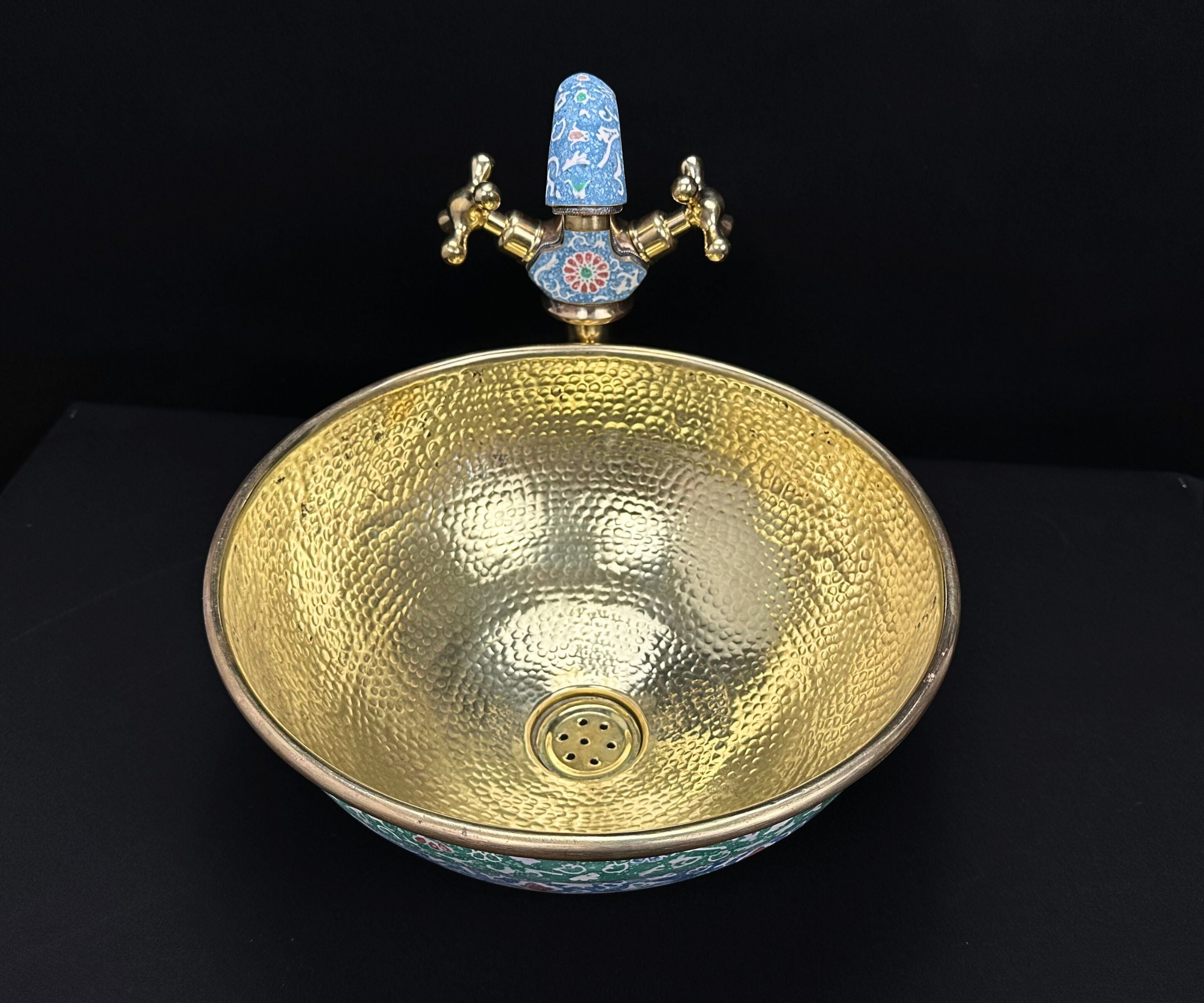 Brass Vessel Sink and Countertop Mixer Tap