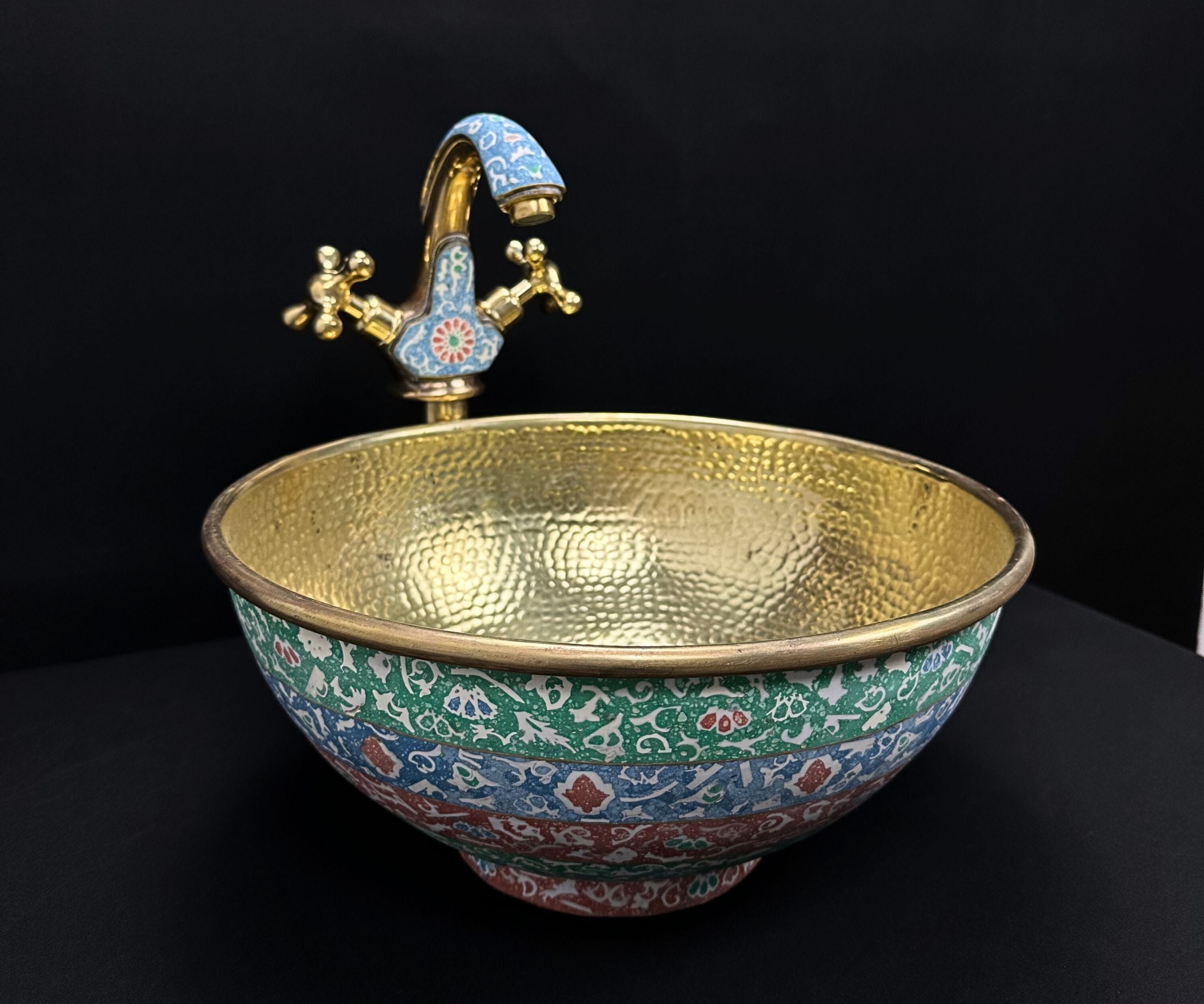 Brass Vessel Sink and Countertop Mixer Tap