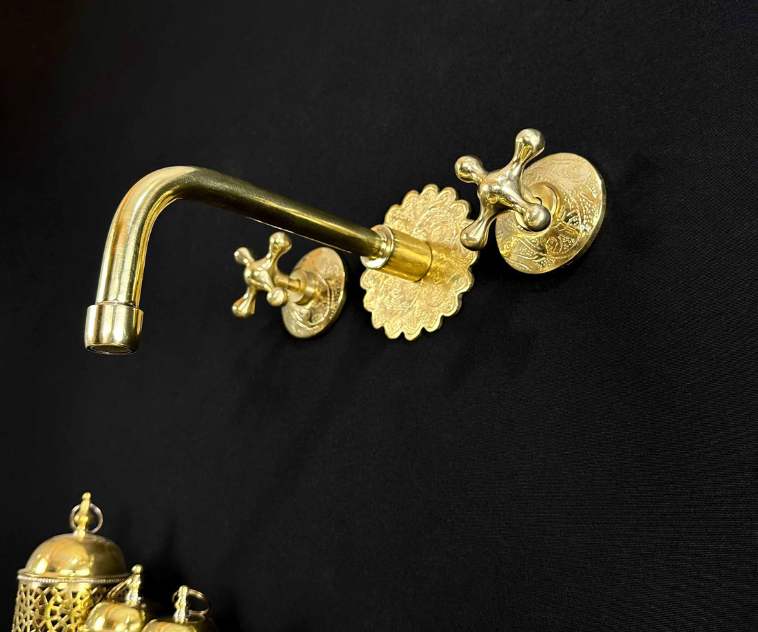7.5-Inch Spout Reach of Handcrafted Brass Wall Faucet