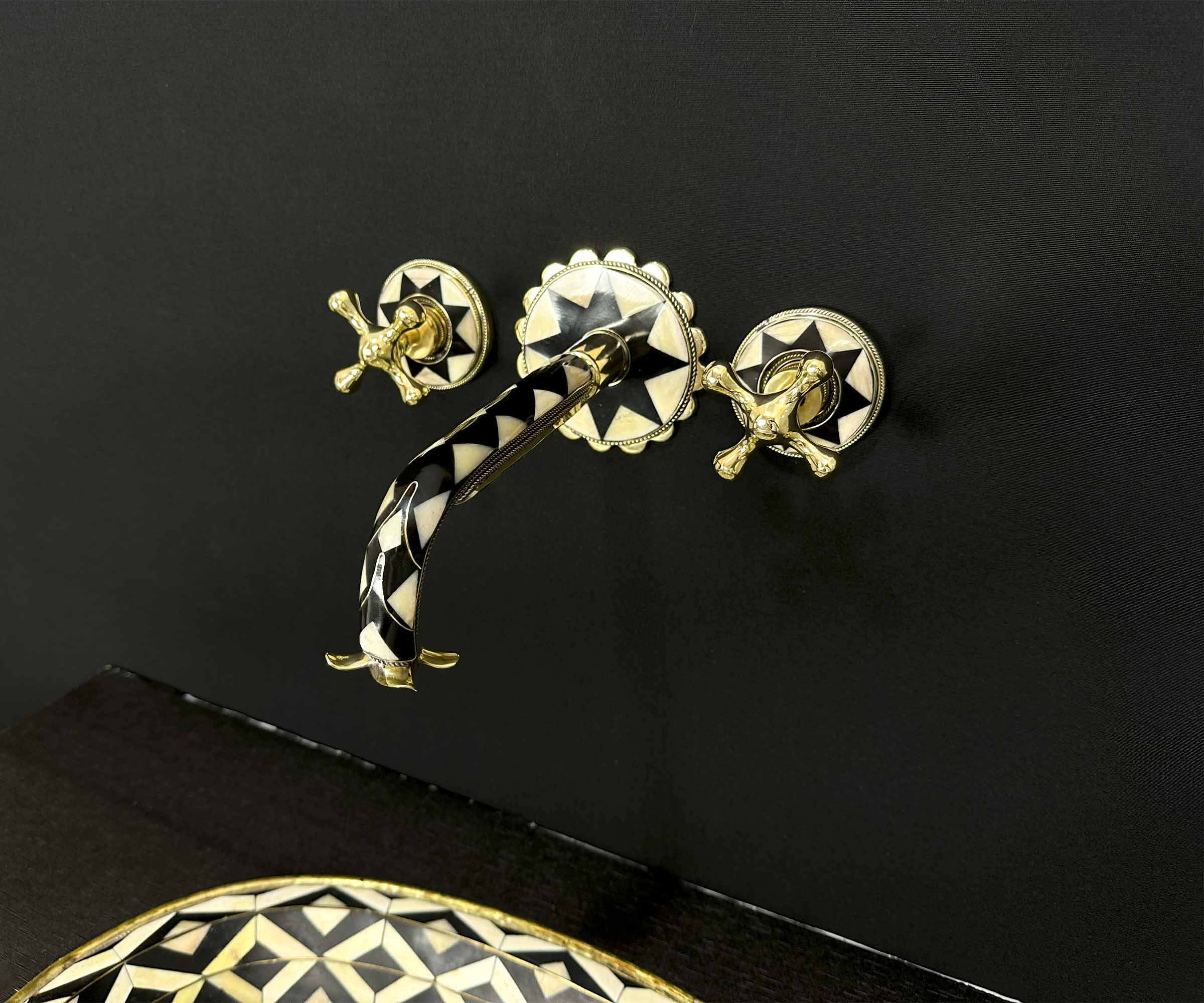 Faucet Studded with Black Resin and Bone