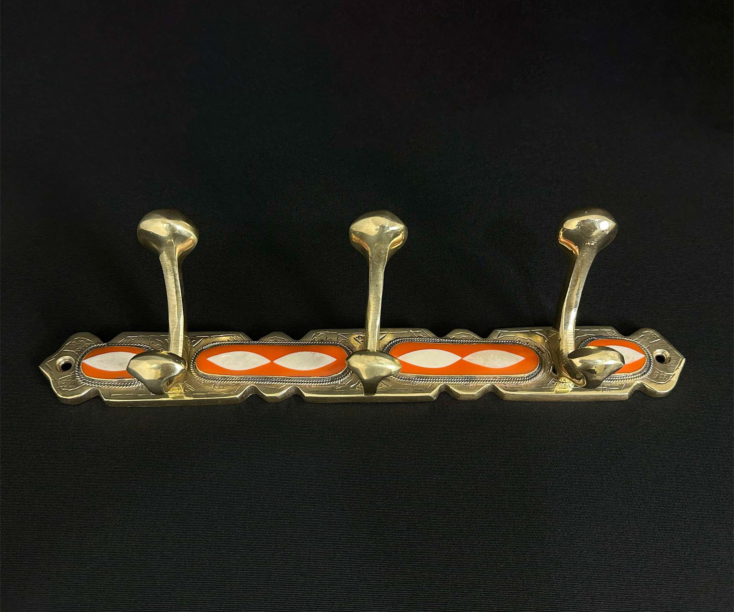 Handmade Brass Wall Hook with Orange Resin Inlay – LuxeBrass