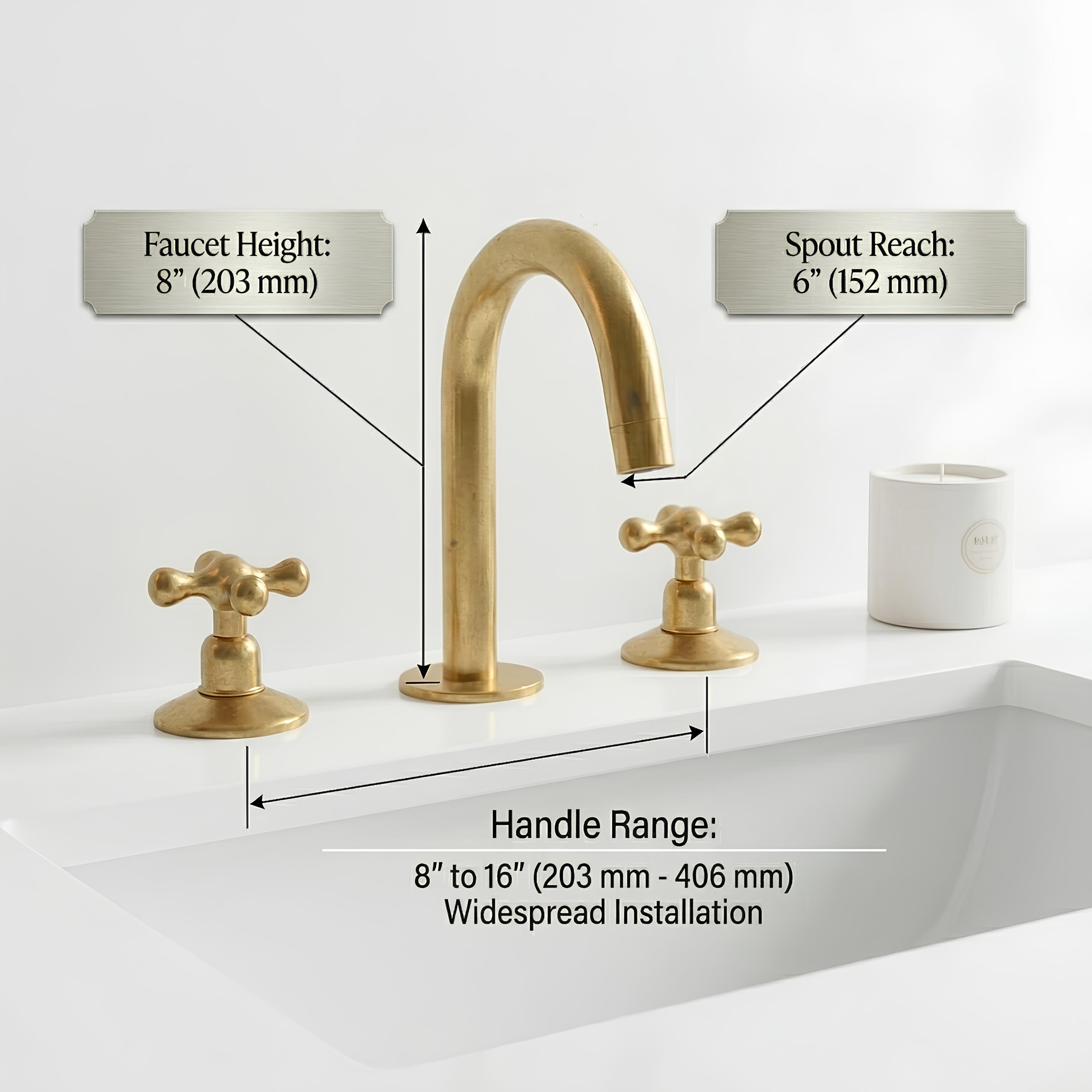 Unlacquered Brass Sink Faucet – Widespread Three-Hole Sink Fixture  | LuxeBrass