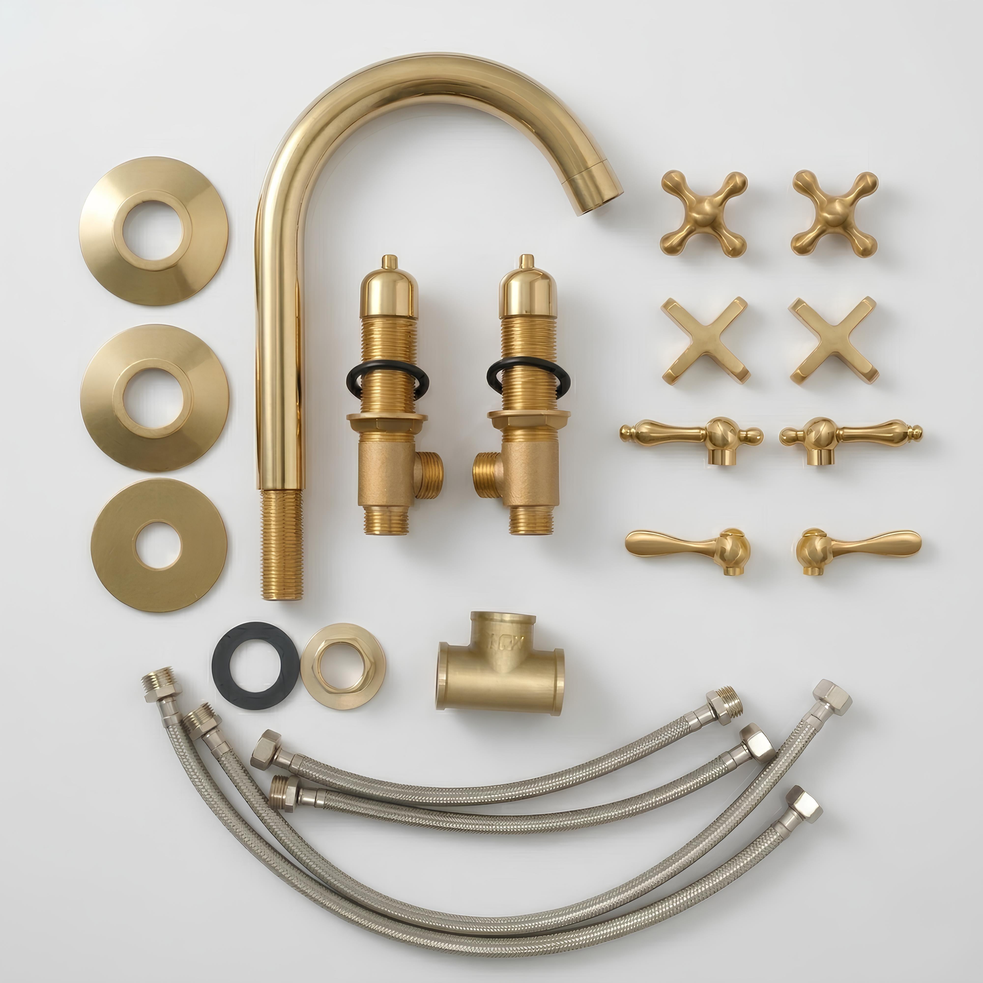 Unlacquered Brass Sink Faucet – Widespread Three-Hole Sink Fixture  | LuxeBrass
