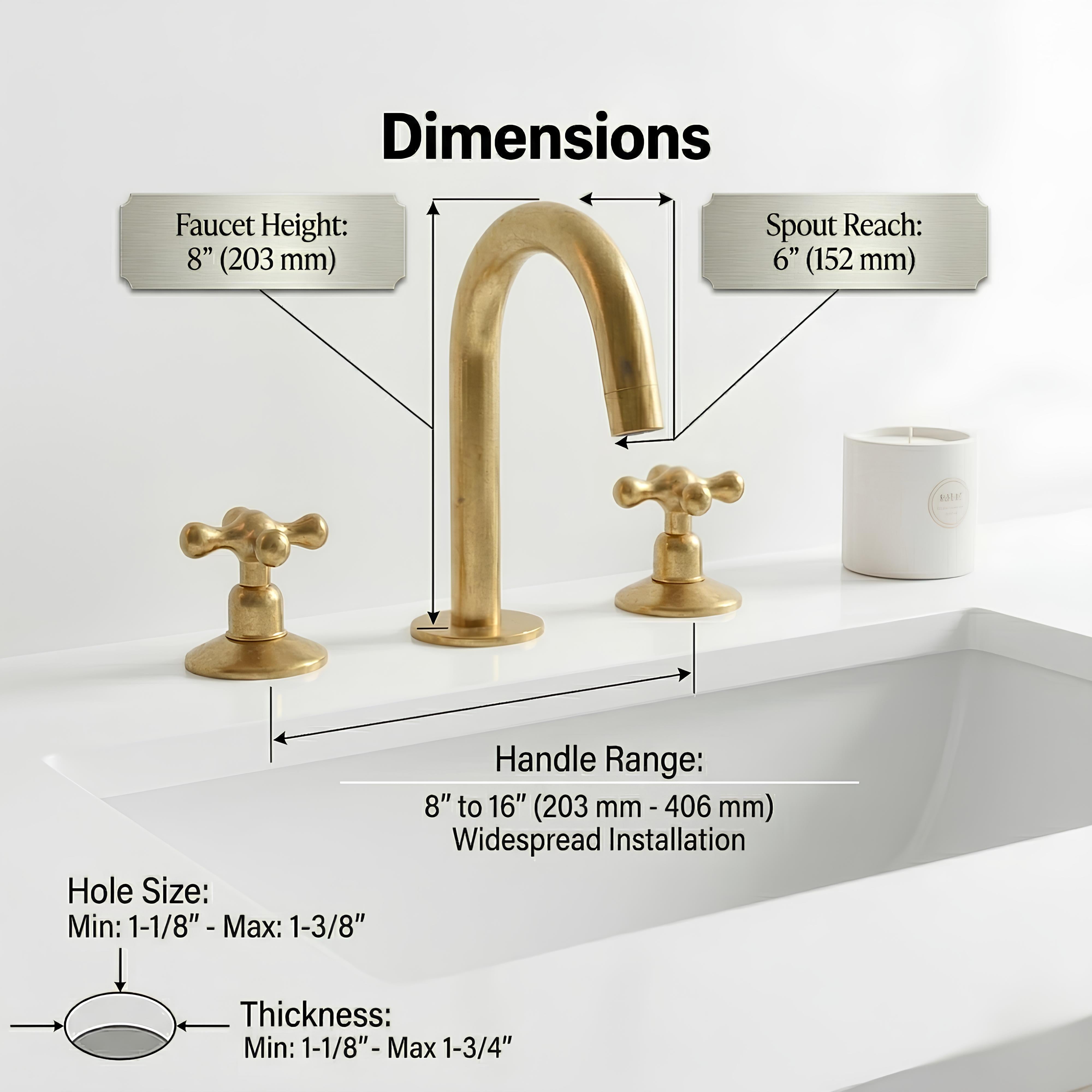 Unlacquered Brass Sink Faucet – Widespread Three-Hole Sink Fixture  | LuxeBrass