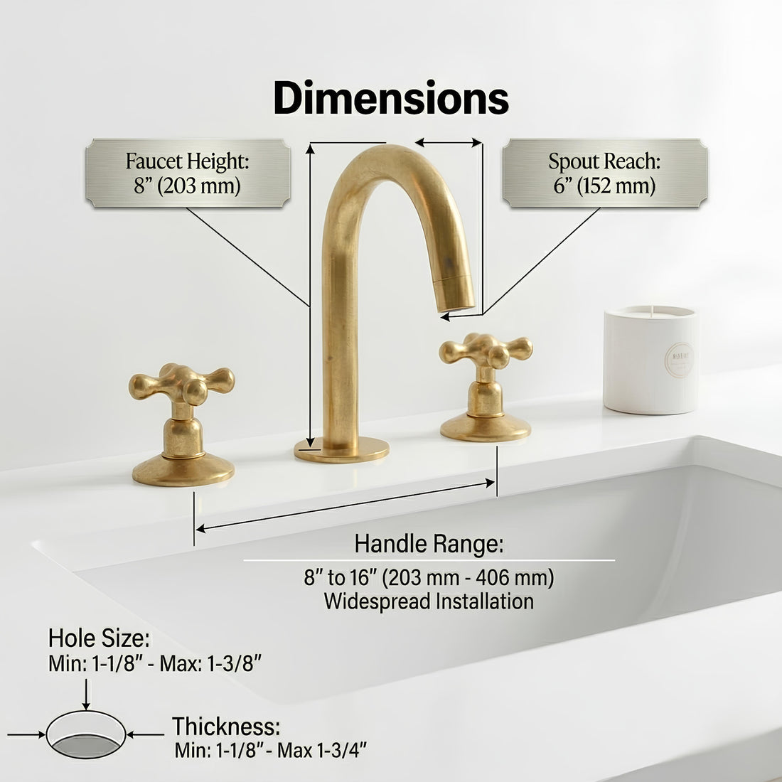 Unlacquered Brass Sink Faucet – Widespread Three-Hole Sink Fixture  | LuxeBrass