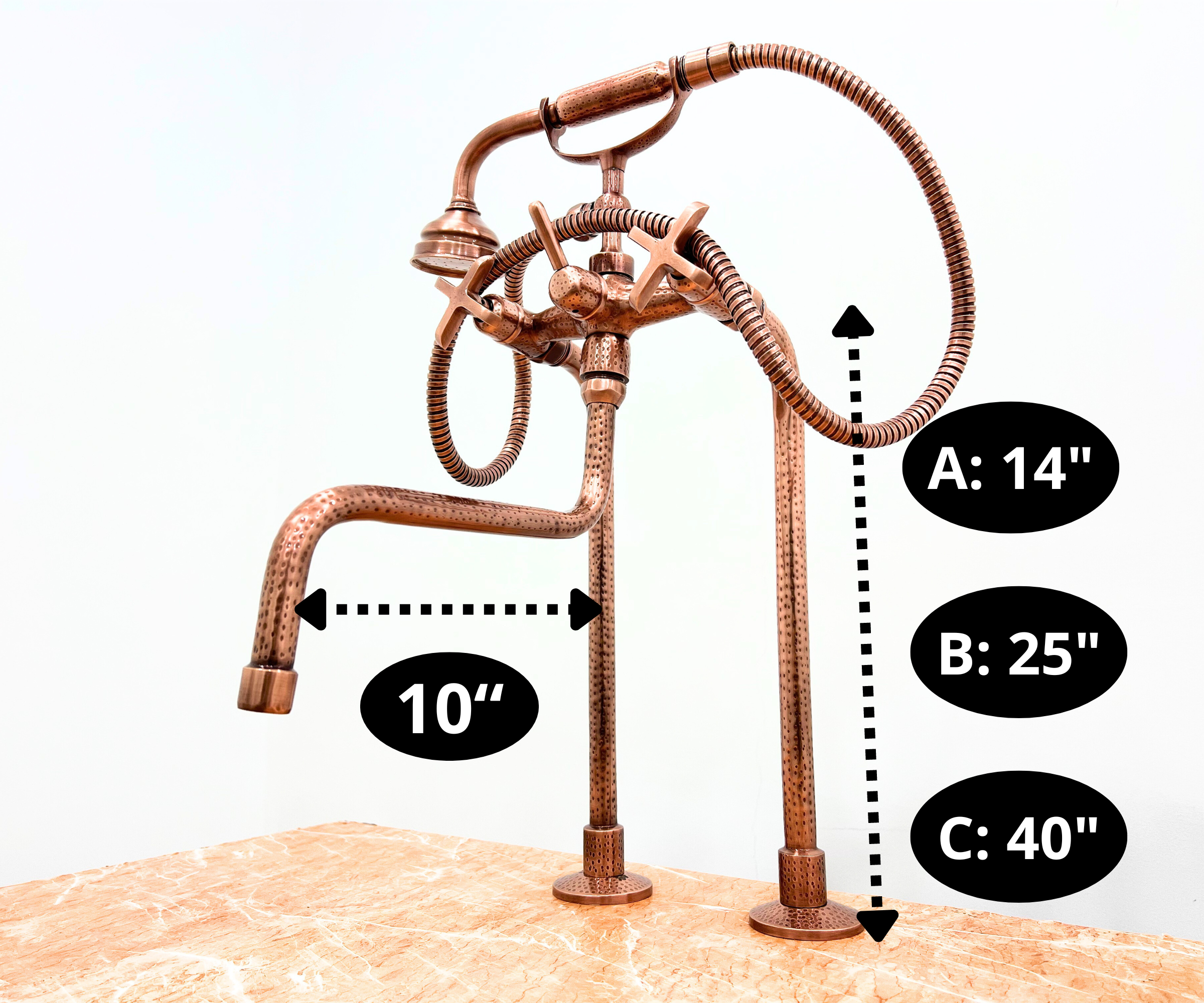 Custom Leg Size Options for Brass Freestanding Tub Faucet – 14″, 25″, 40″