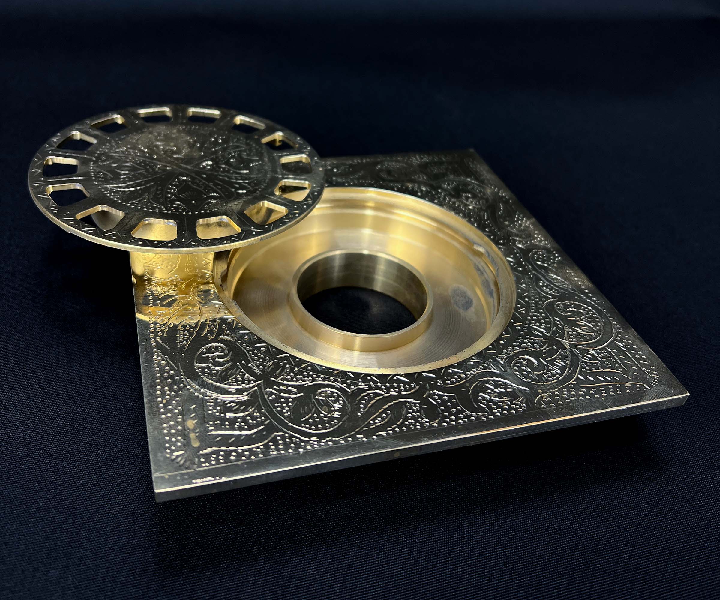 Engraved Brass Floor Drain – Decorative & Durable Shower Drain for Bathrooms