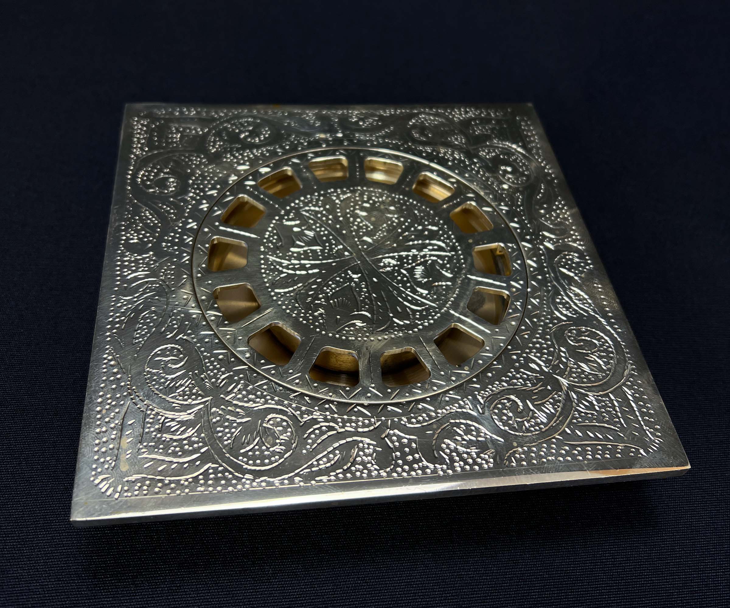 Engraved Brass Floor Drain – Decorative & Durable Shower Drain for Bathrooms