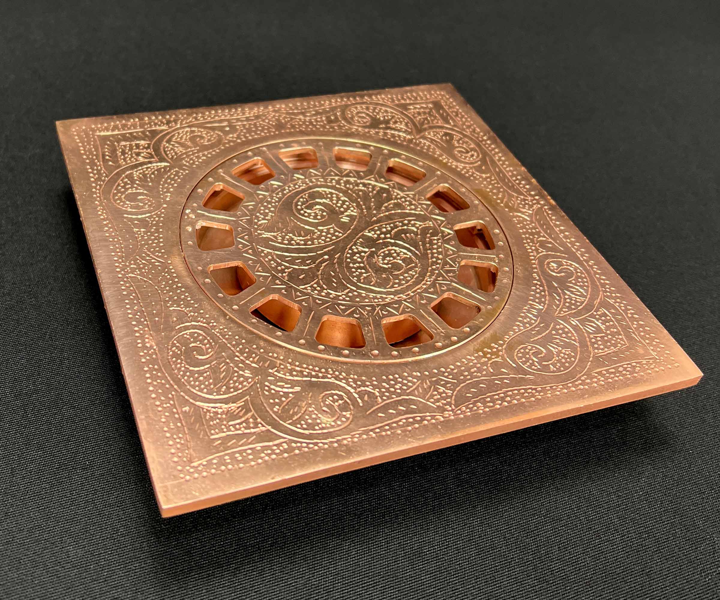 Heavy-Duty Brass Floor Drain with Red Copper Finish