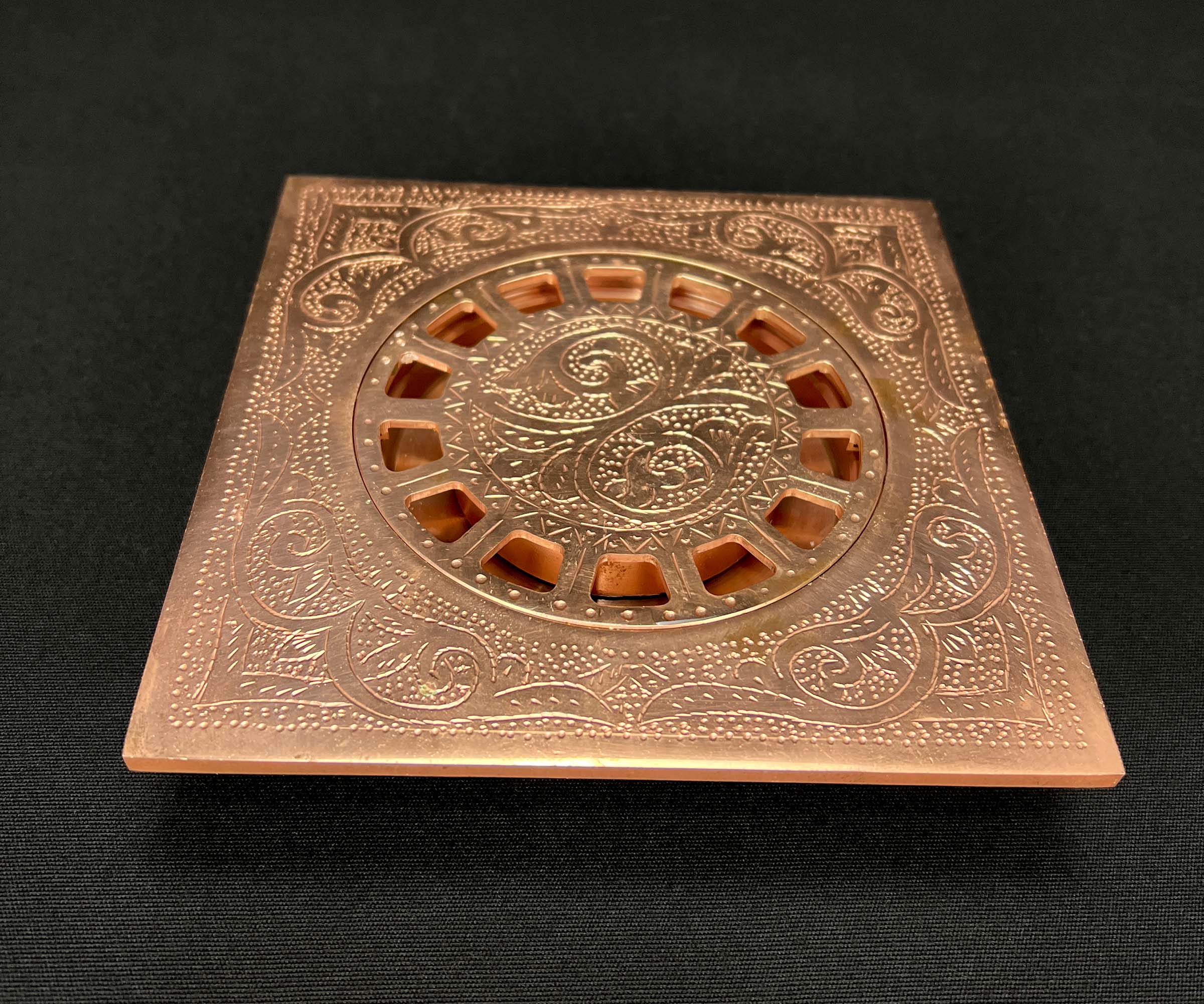 Decorative Copper Bathroom Drain - Smooth or Hammered Design