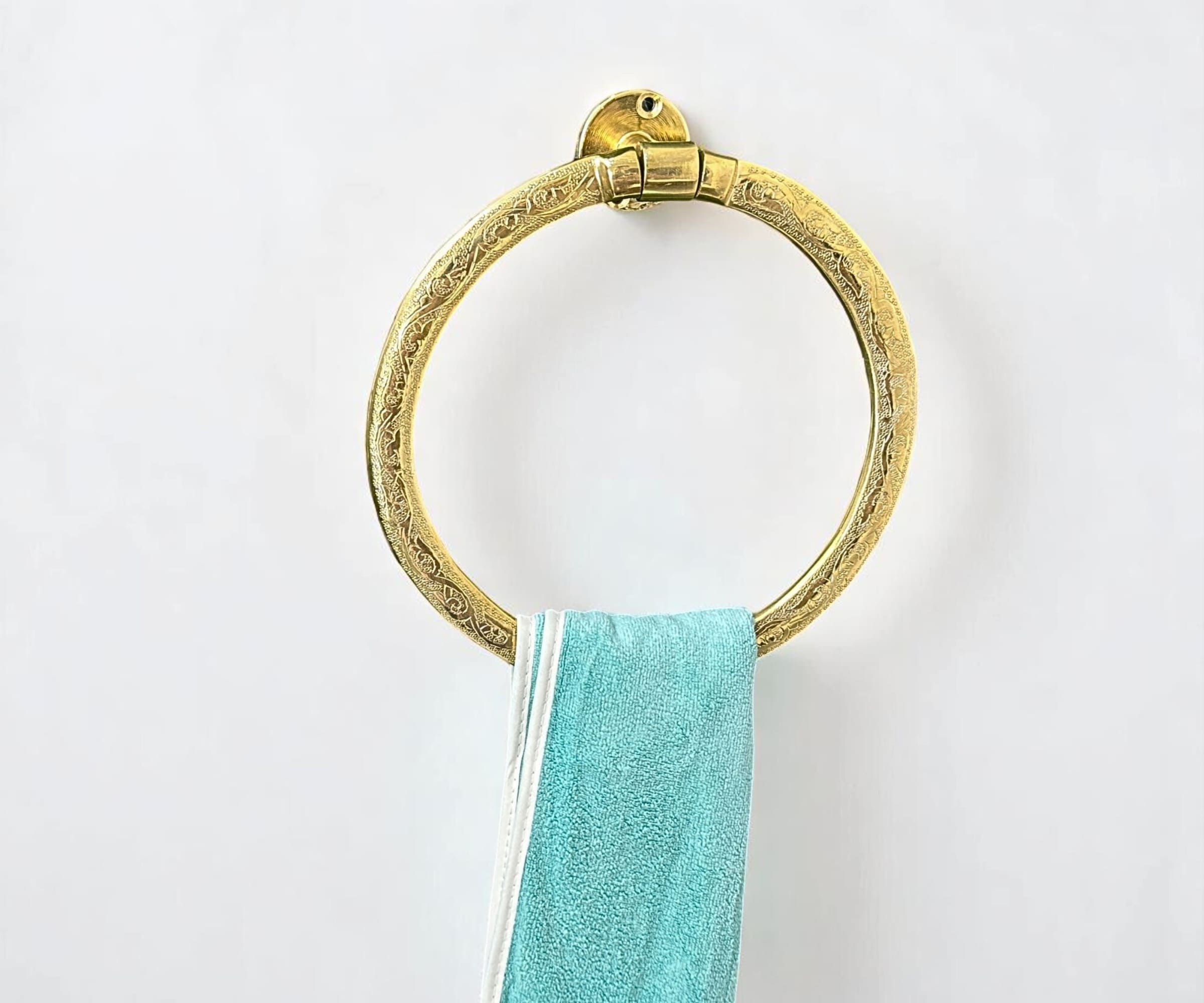 Engraved Solid Brass Towel Ring – Round Wall-Mounted Bathroom Towel Holder | LuxeBrass