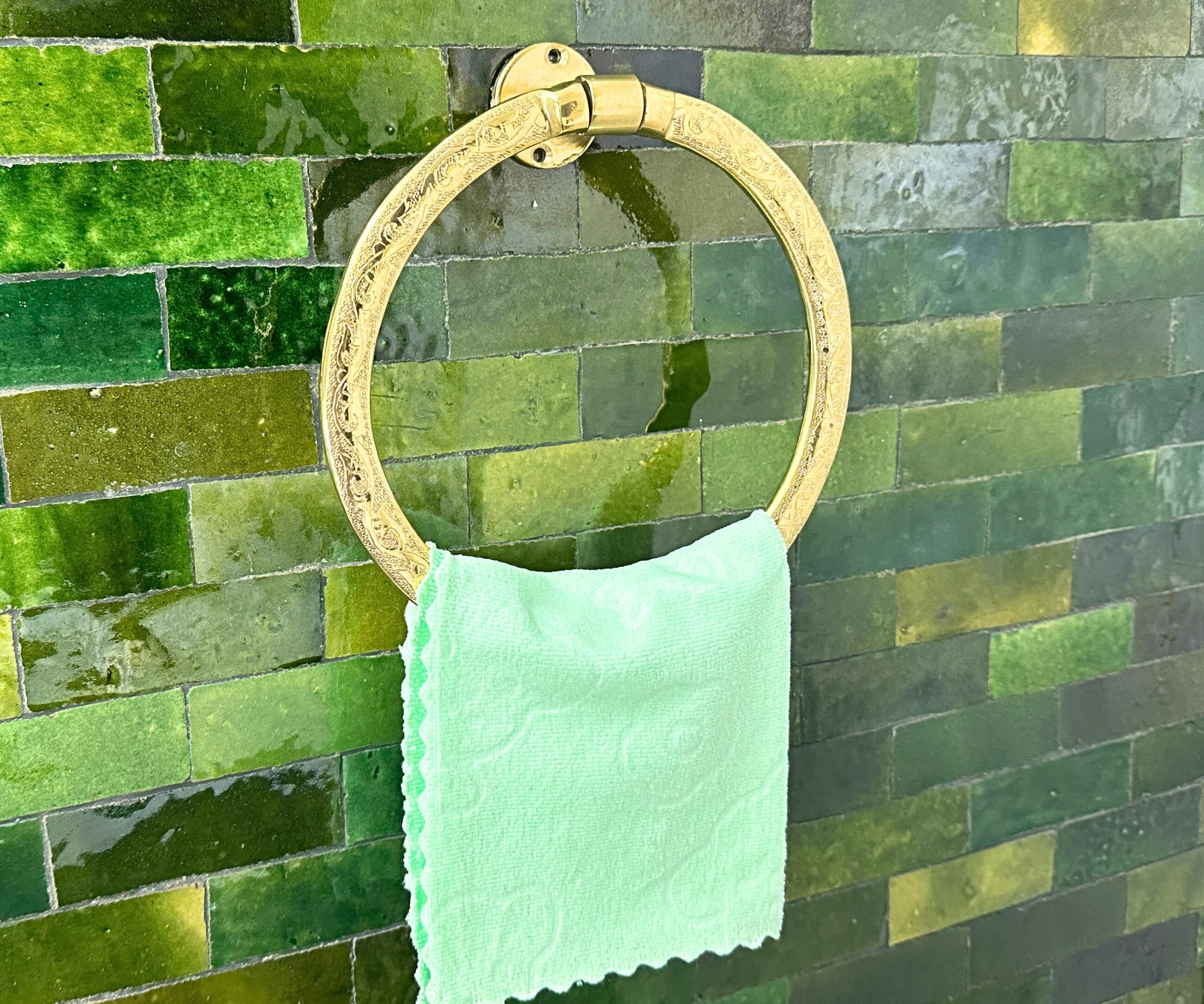 Engraved Solid Brass Towel Ring – Round Wall-Mounted Bathroom Towel Holder | LuxeBrass