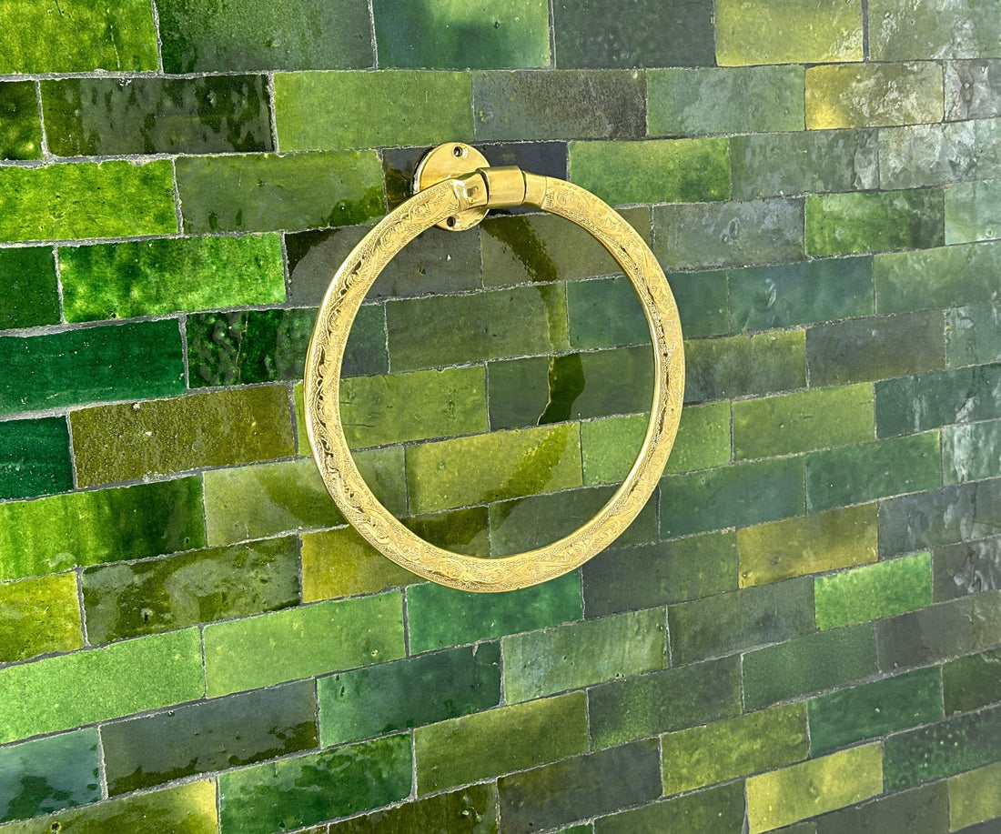 Engraved Solid Brass Towel Ring – Round Wall-Mounted Bathroom Towel Holder | LuxeBrass