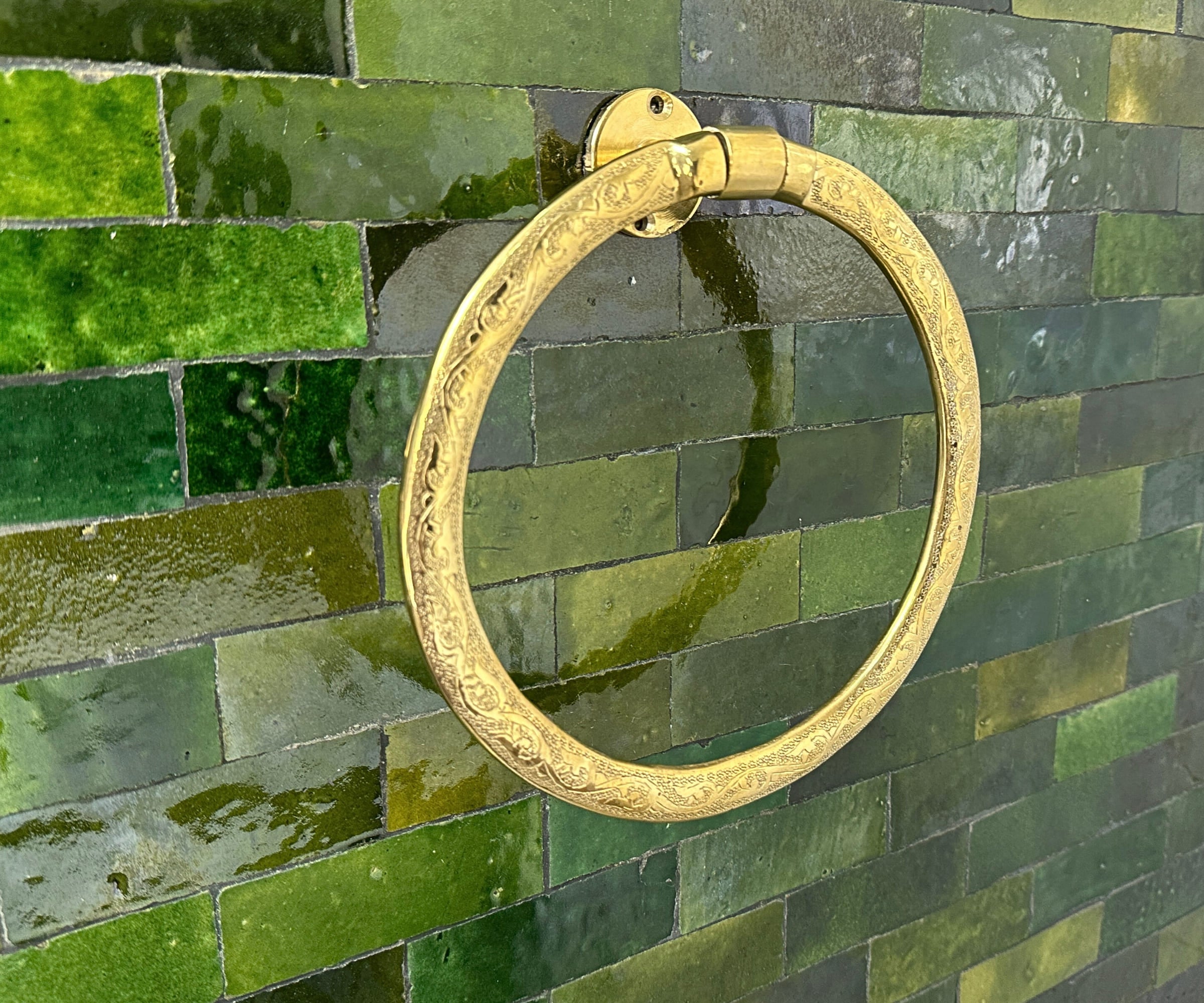 Engraved Solid Brass Towel Ring – Round Wall-Mounted Bathroom Towel Holder | LuxeBrass