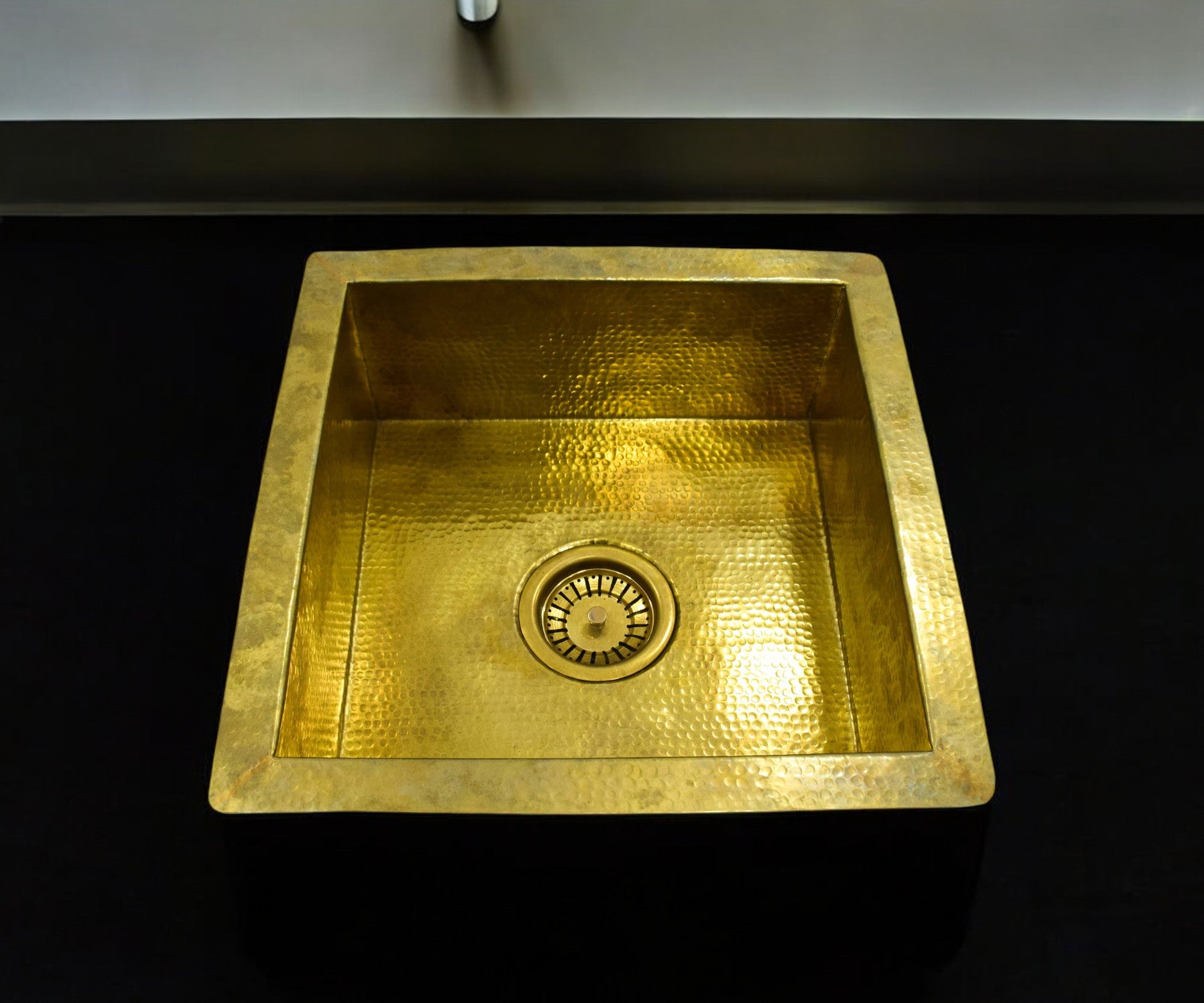 Hammered Brass Square Sink
