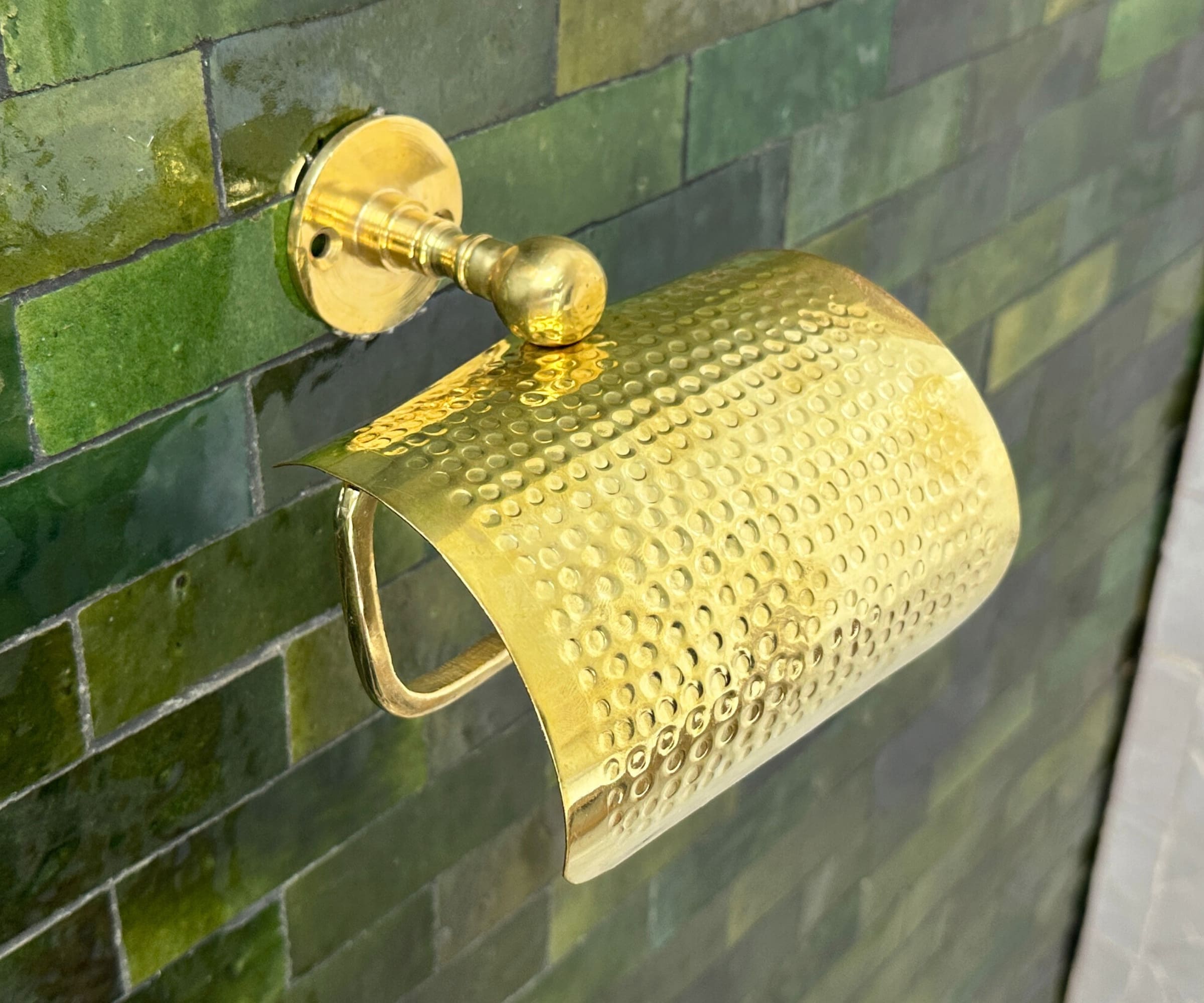 Hammered Brass Toilet Paper Holder – Handmade Moroccan Bathroom Accessory | LuxeBrass