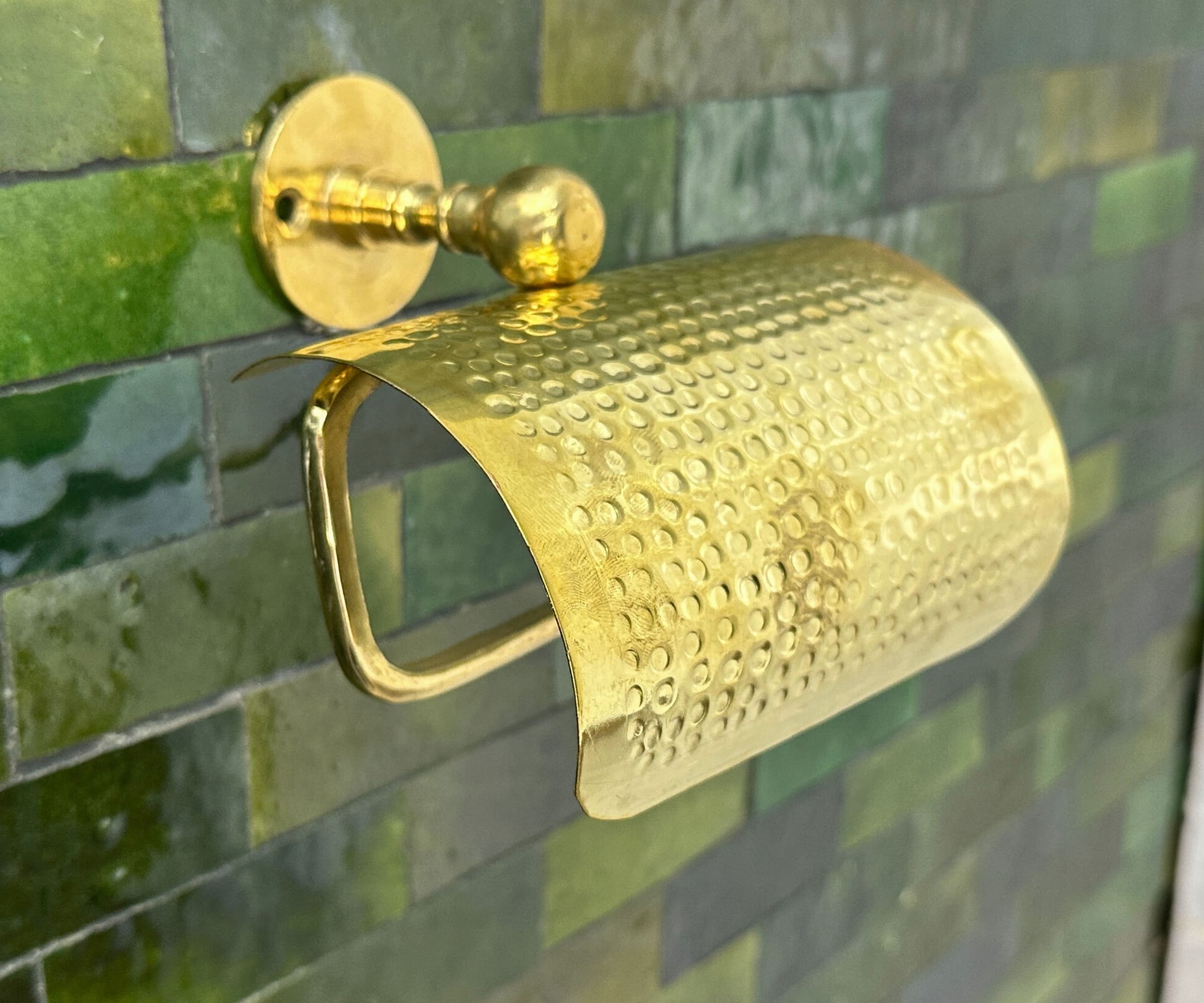 Hammered Brass Toilet Paper Holder – Handmade Moroccan Bathroom Accessory | LuxeBrass
