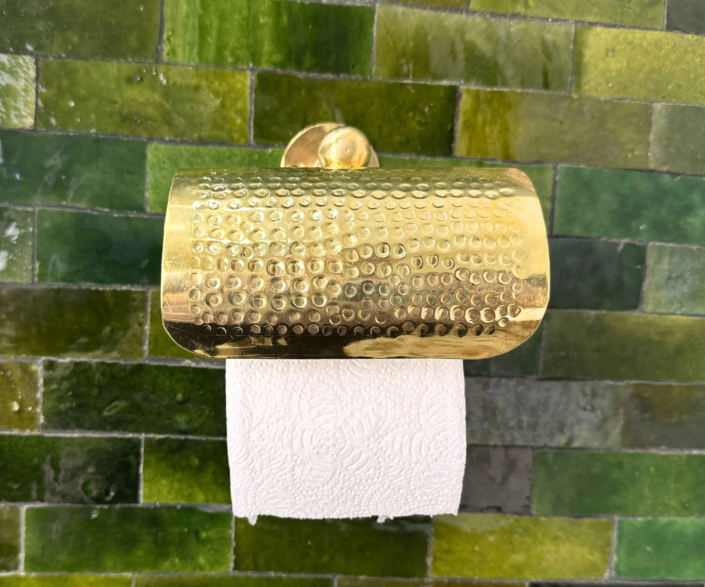 Hammered Brass Toilet Paper Holder – Handmade Moroccan Bathroom Accessory | LuxeBrass