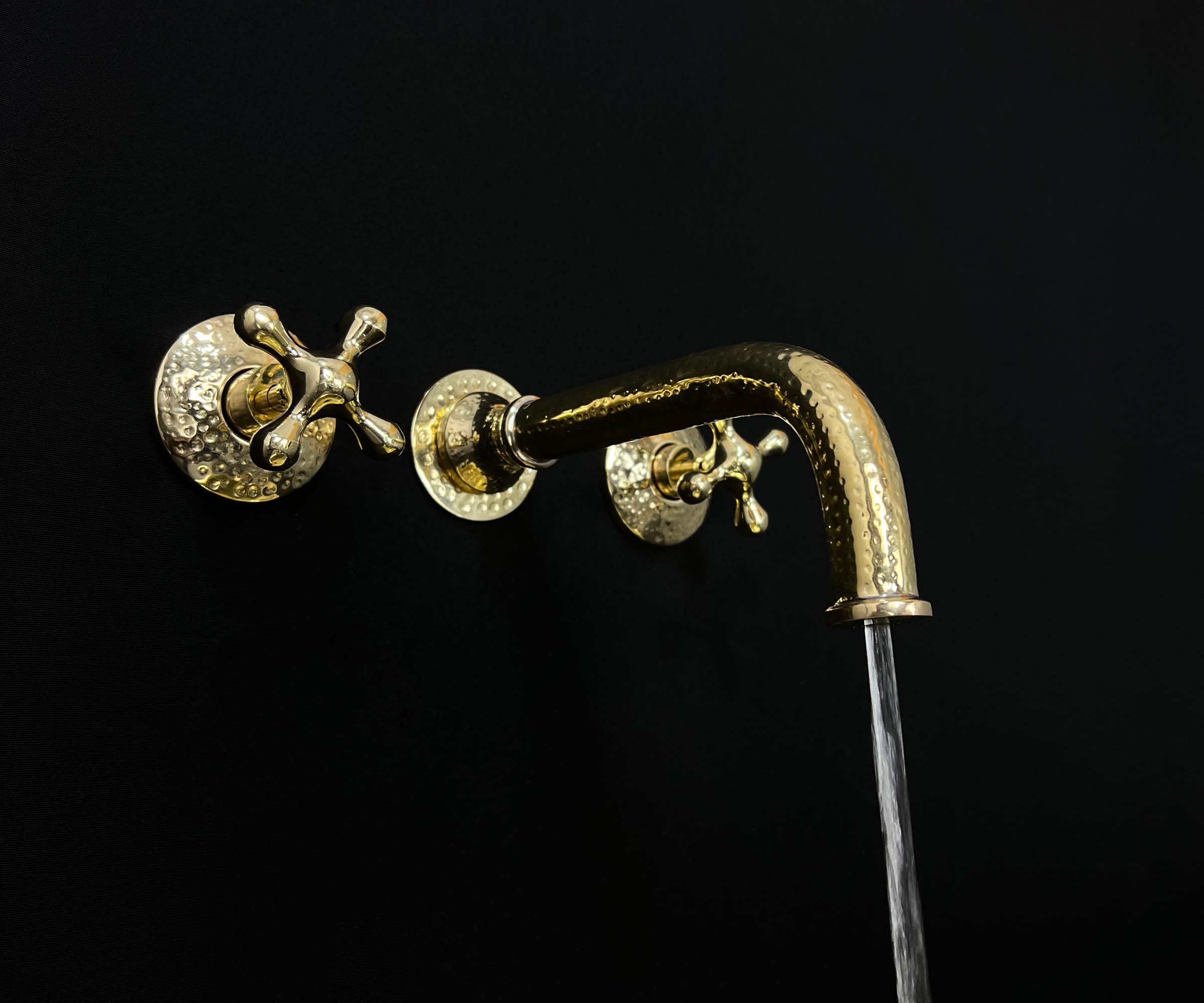 Hammered Brass Wall-Mounted Faucet