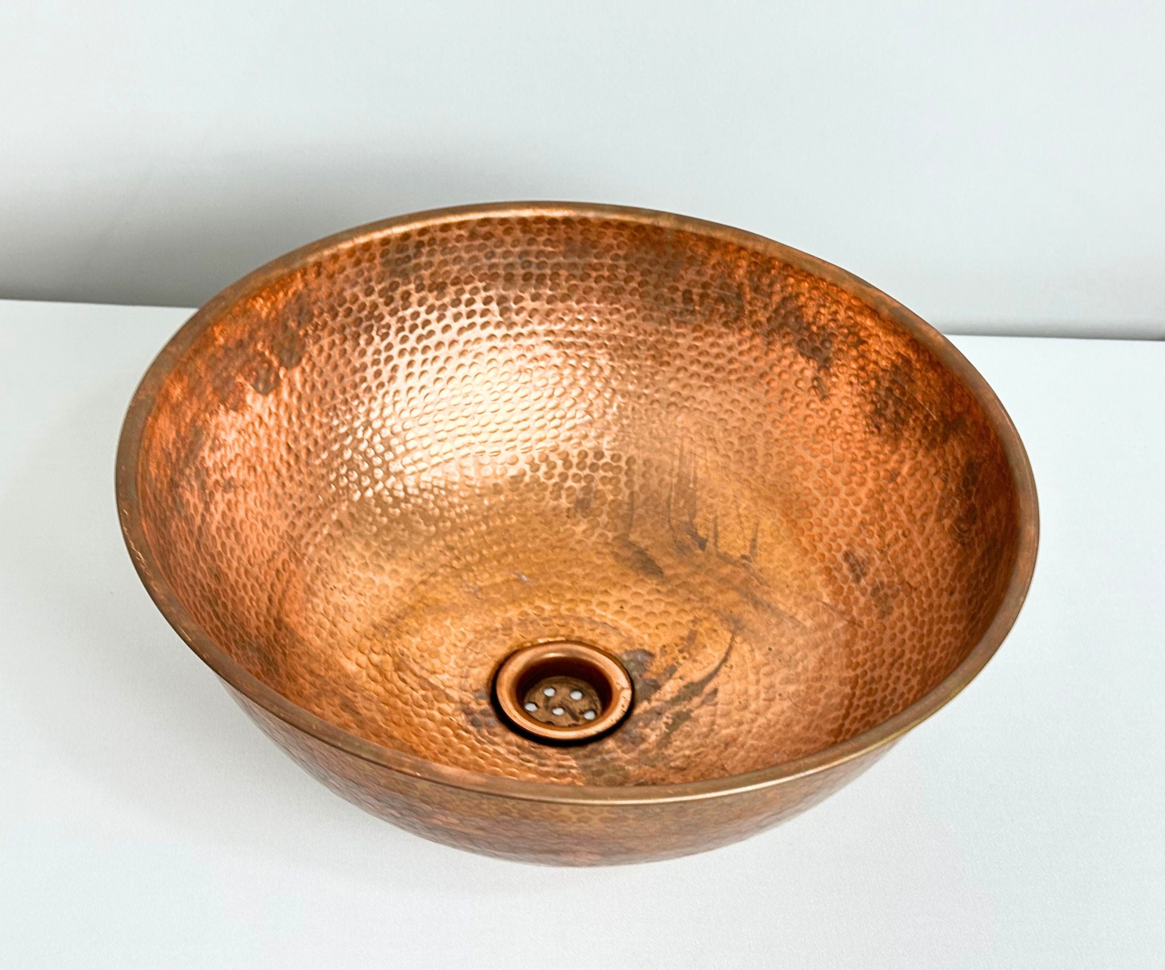 Hammered Copper Round Vessel Sink