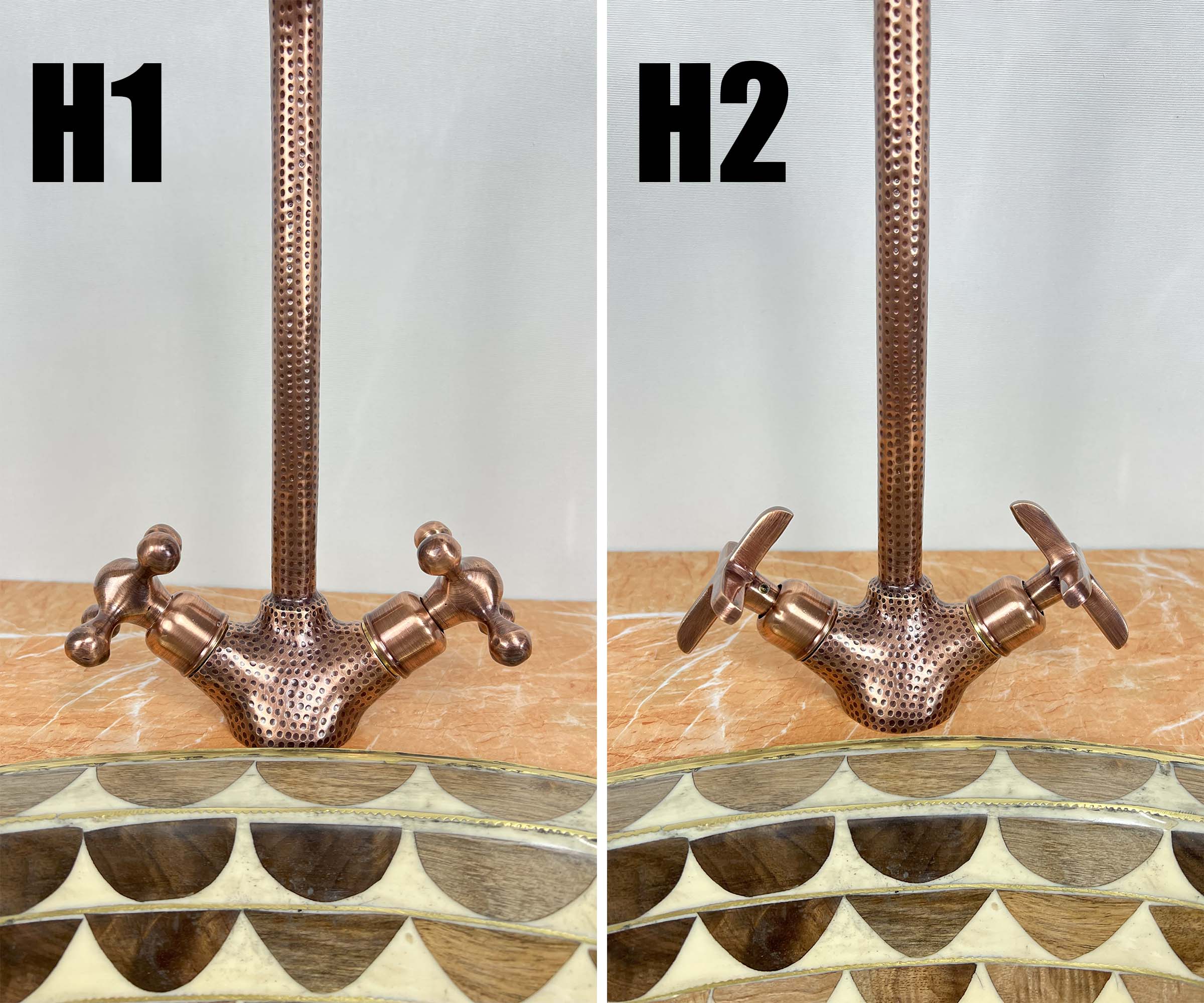 Copper Bathroom Faucet - Hammered Brass faucet with Copper Finish