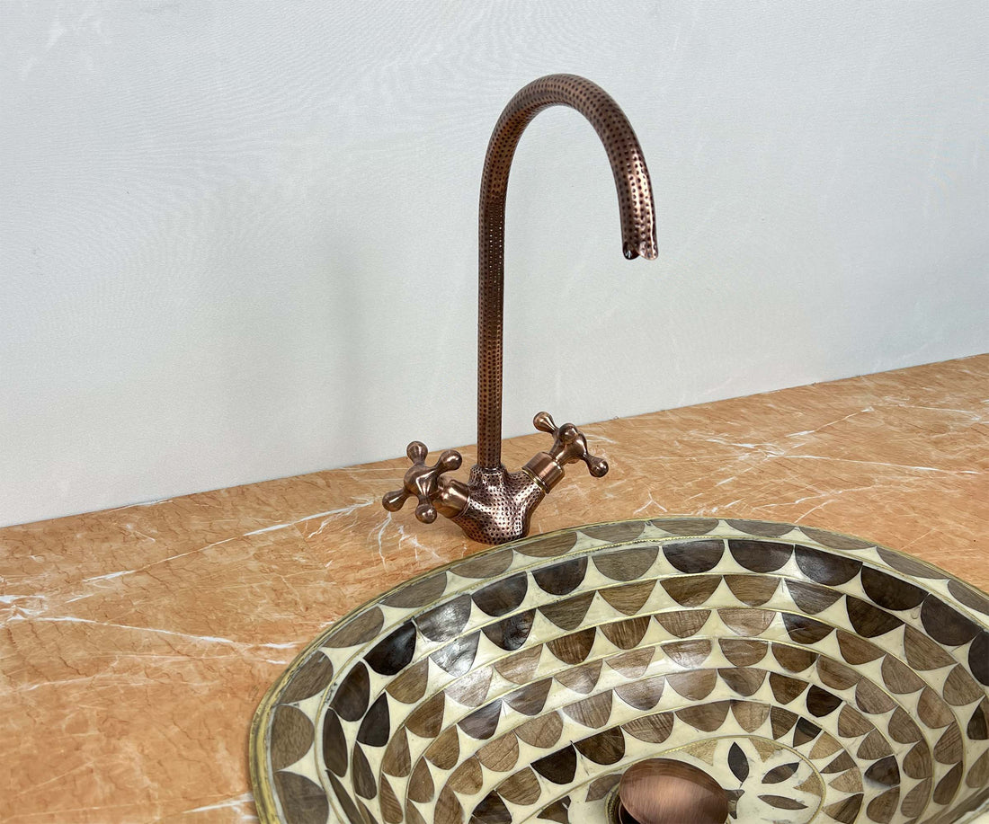 Copper Bathroom Faucet - Hammered Brass faucet with Copper Finish