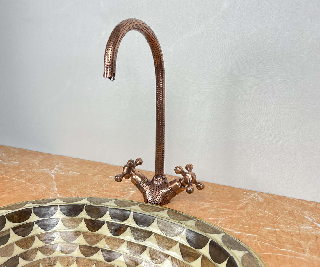 Copper Bathroom Faucet - Hammered Brass faucet with Copper Finish