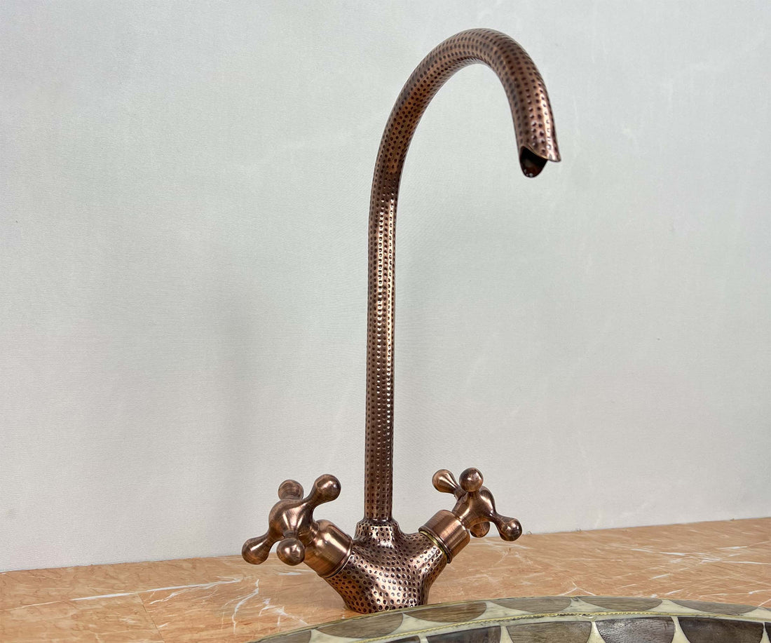 Copper Bathroom Faucet - Hammered Brass faucet with Copper Finish