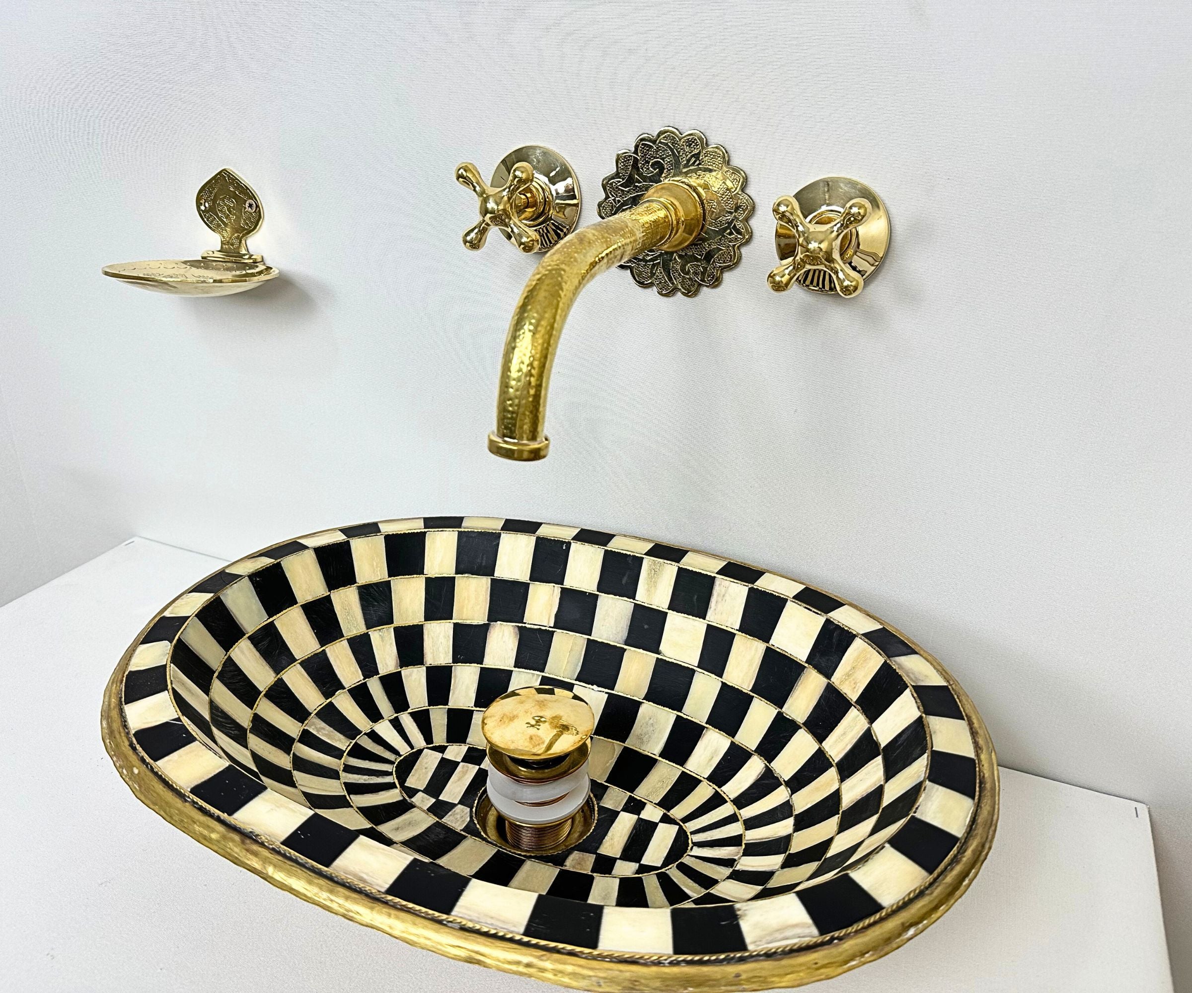 Hammered Wall Faucet with Floral Cover Plate