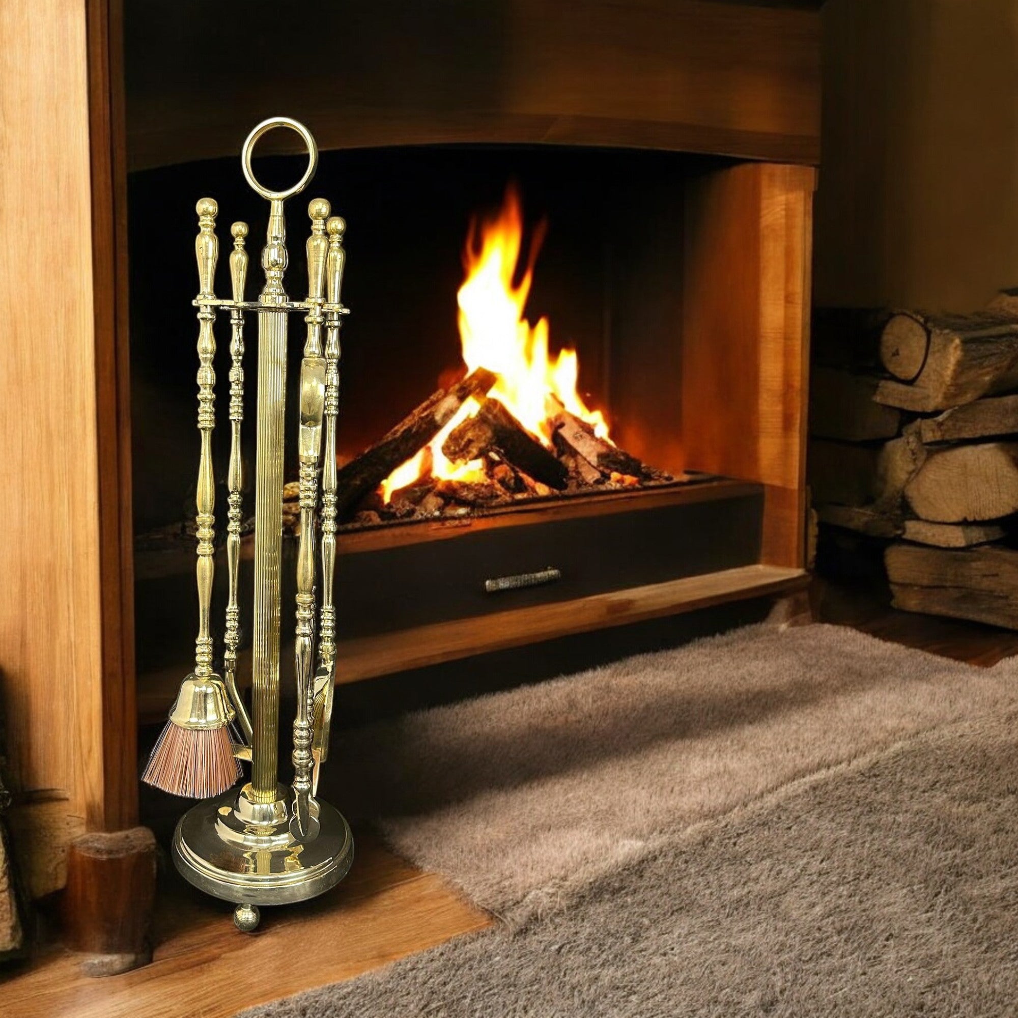 Brass Fireplace Tool Set