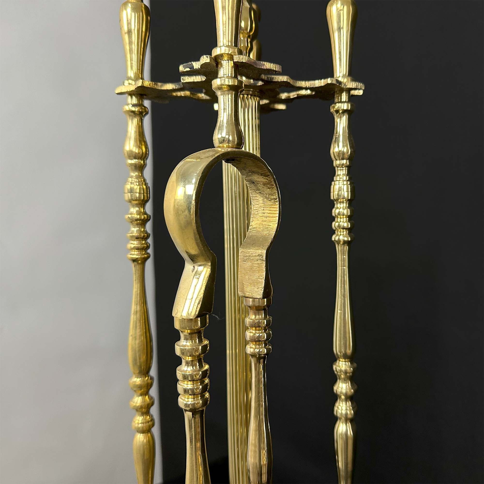 Handmade Brass Fireplace Tool Set