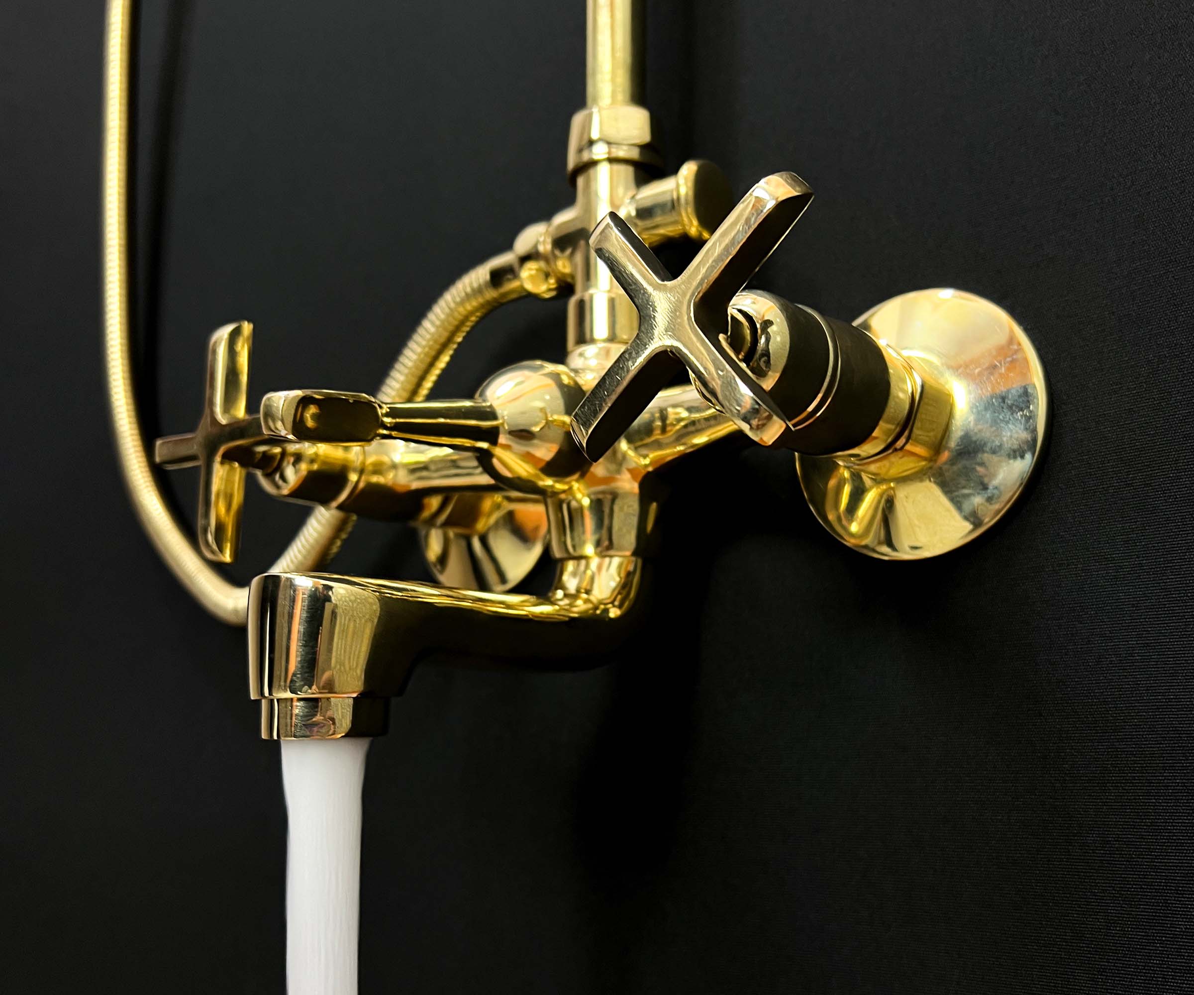 Unlacquered Brass mixer with stare handels