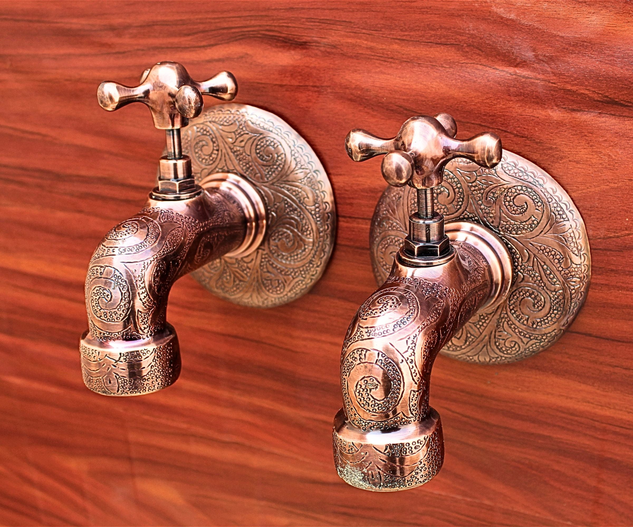 Moroccan Wall Faucet with Unique Finishes – Engraved Brass Wall Tap